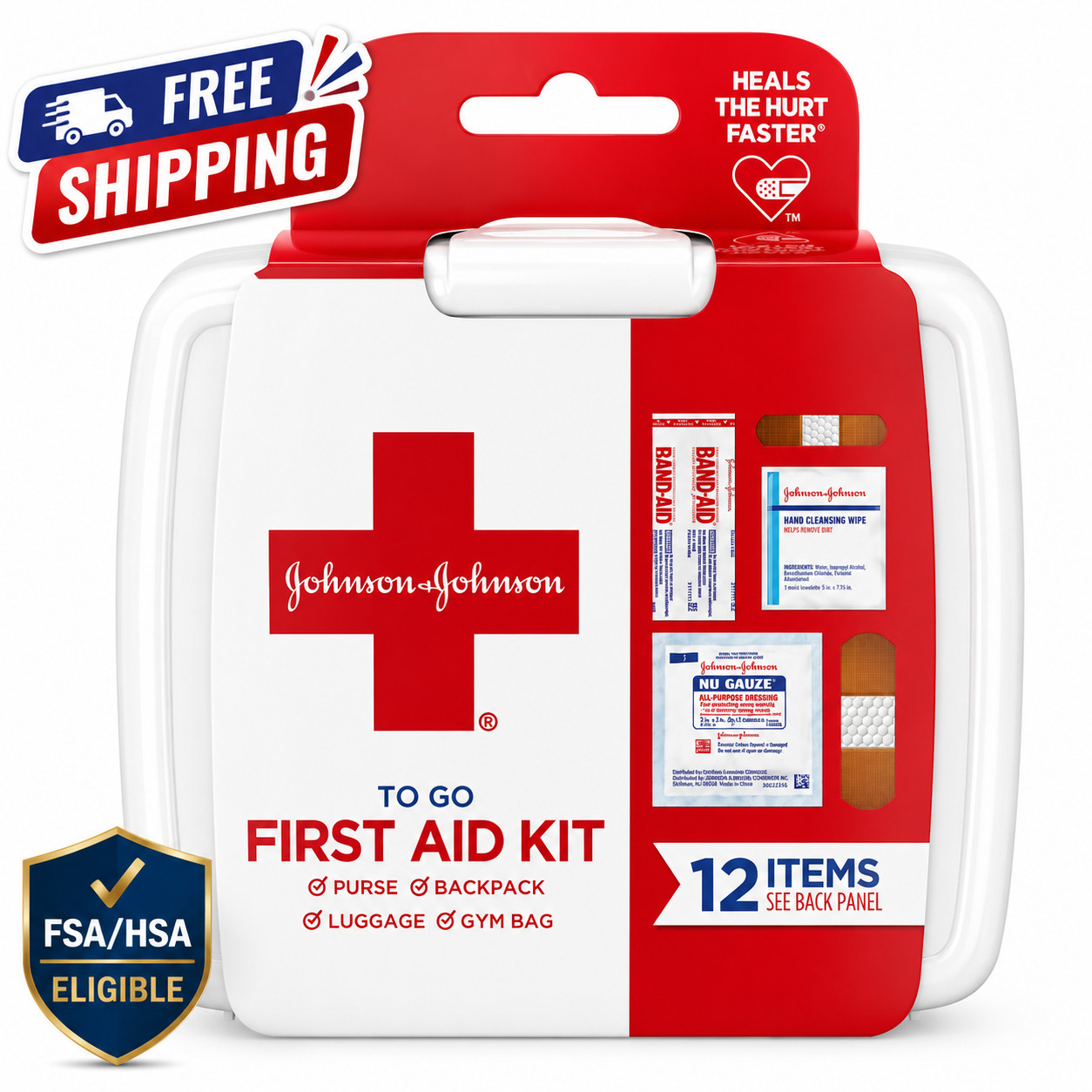 BAND-AID Brand First Aid Kit To Go Portable Emergency Wound Care Kit 12 Piece