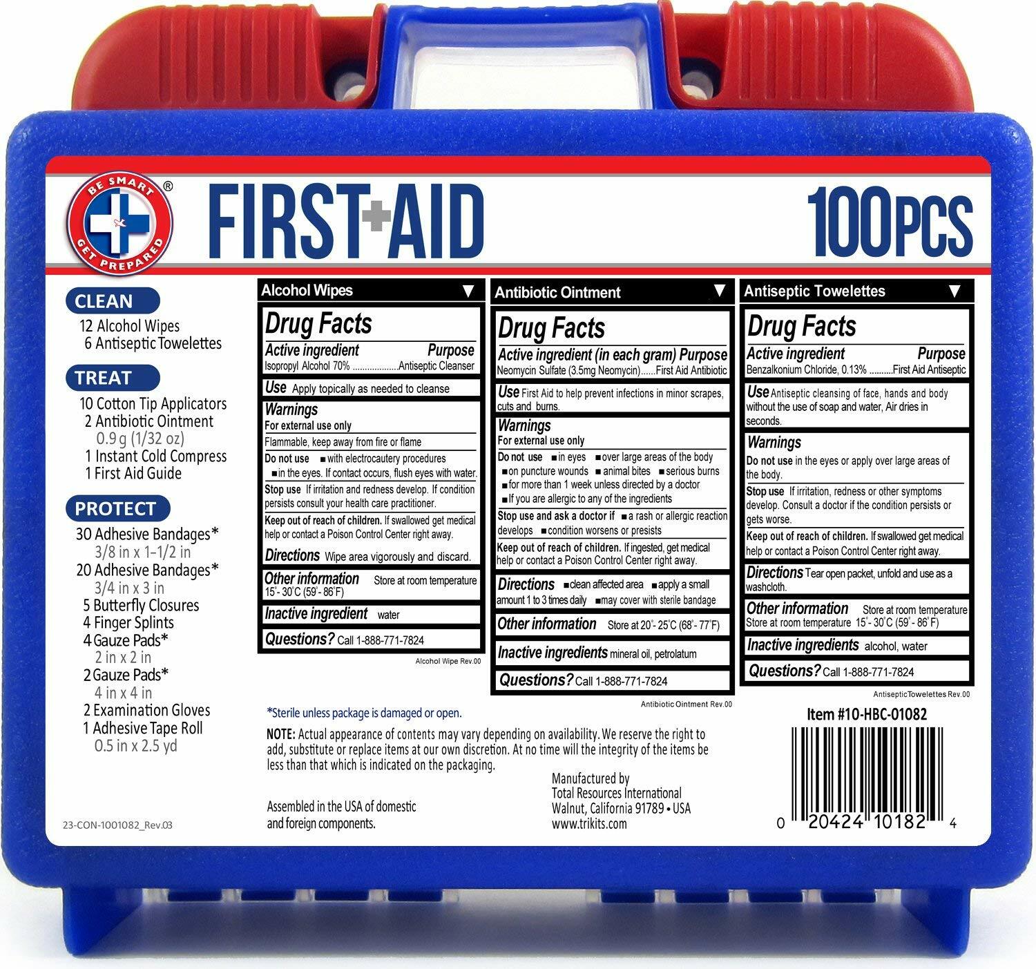 First Aid Kit Emergency Box Home Office Travel Car Vehicle Camping – 100 Pieces