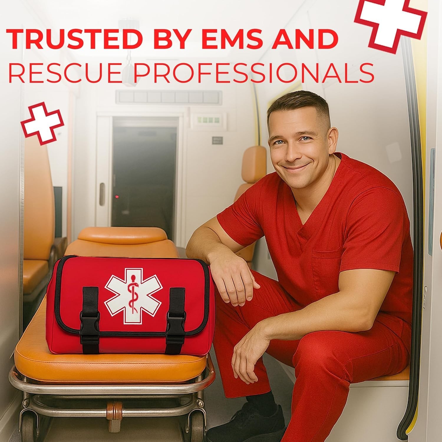 Fully Stocked EMT Trauma Bag – Tactical First Responder Medical Kit with Tourniq