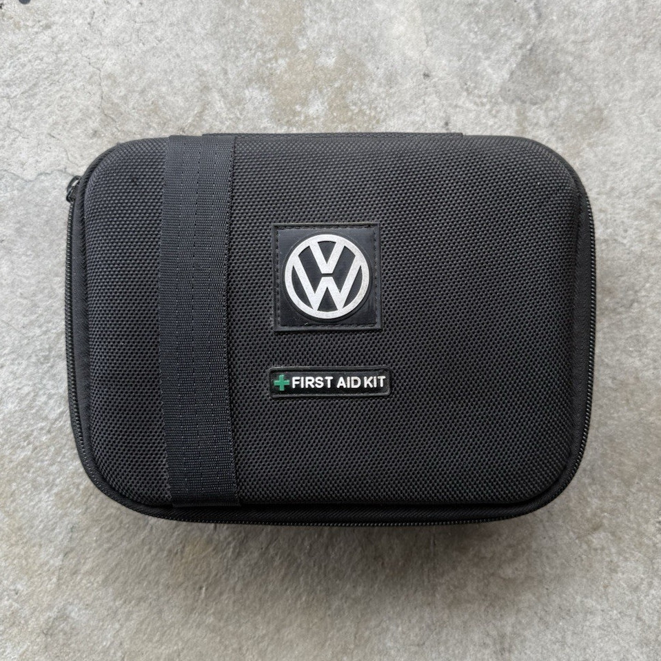 Volkswagen VW First Aid Kit Black Zip Case w/ ABD Pad, Unisex Adult