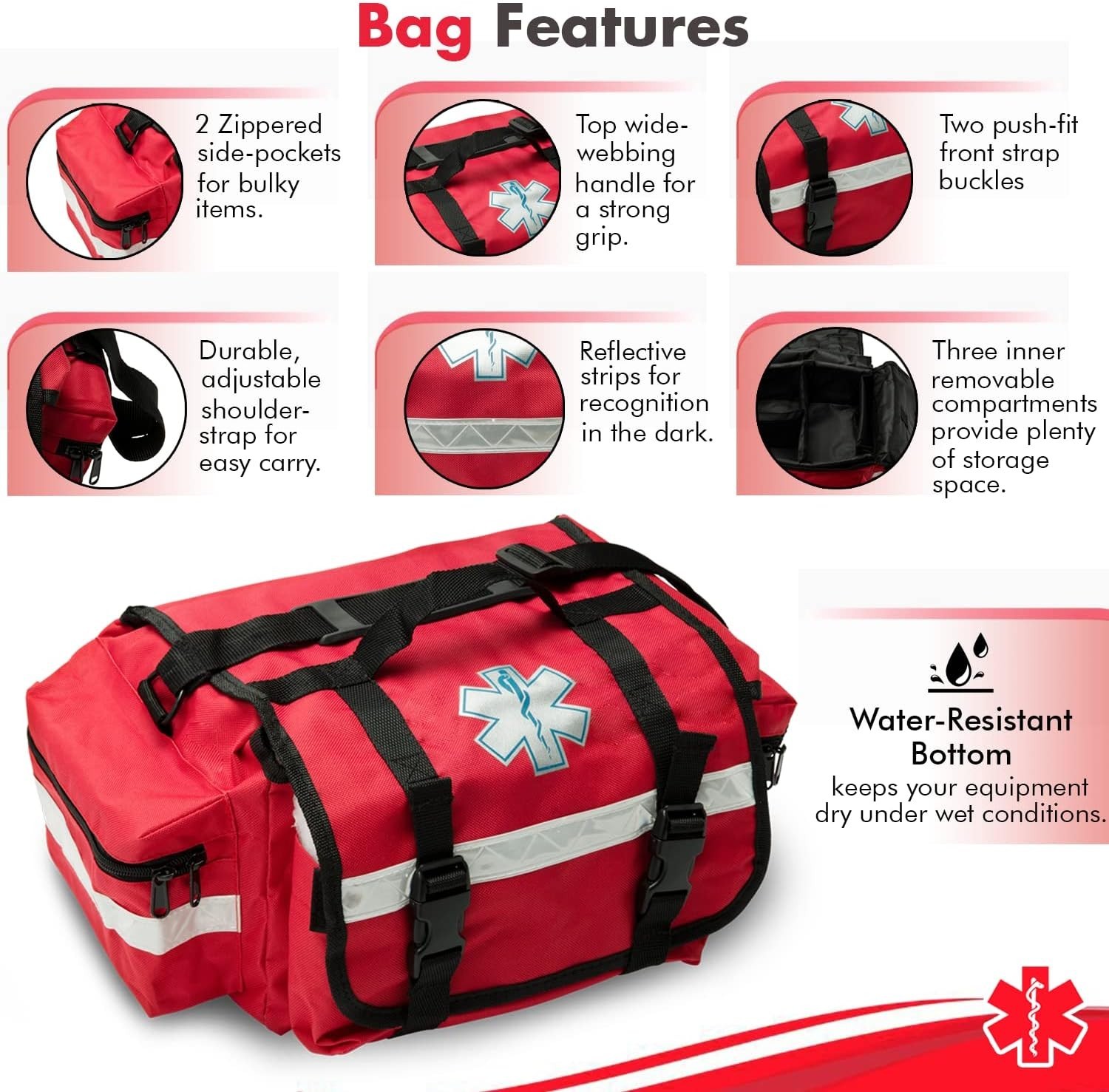 First Aid Responder Emergency Medical EMS/EMT Trauma Deluxe Hospital Travel Bag