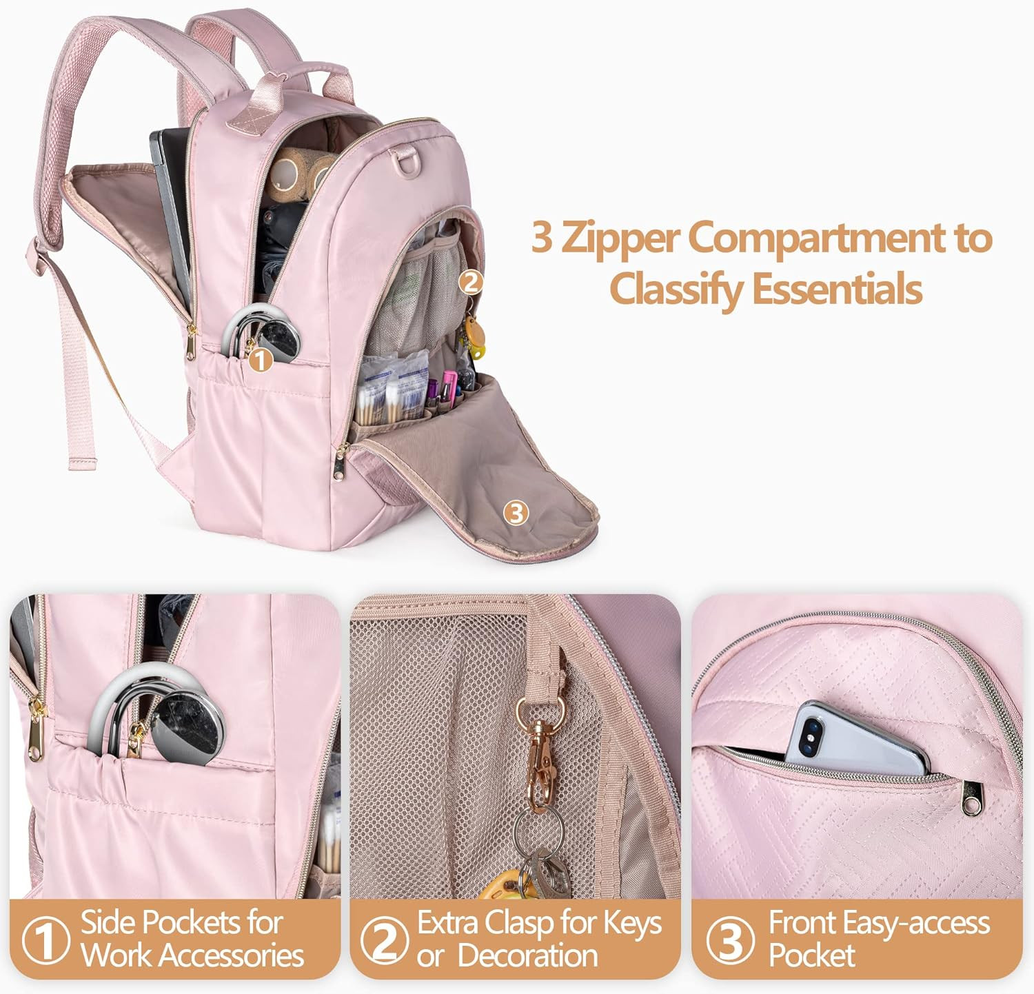 Fasrom Nurse Bag Backpack for Work Women with USB Charging Hole, Home Health Cli