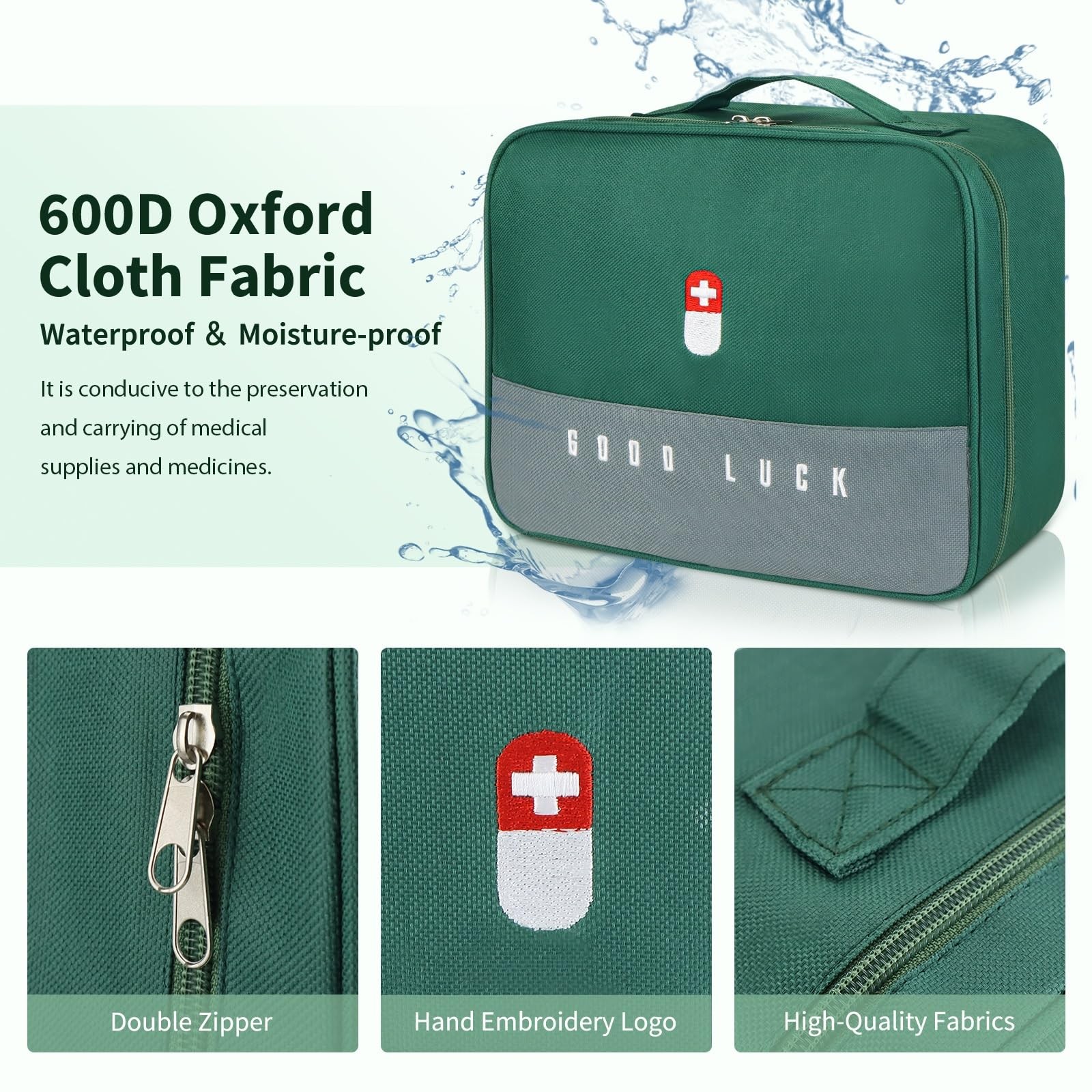 GAUENEEN First Aid Bag Empty, Multifunction Emergency Medicine Storage Bag fo…