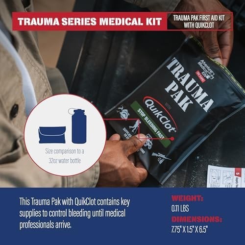Trauma First Aid Kit with QuikClot Gauze Stop Bleeding Fast Camping Emergency
