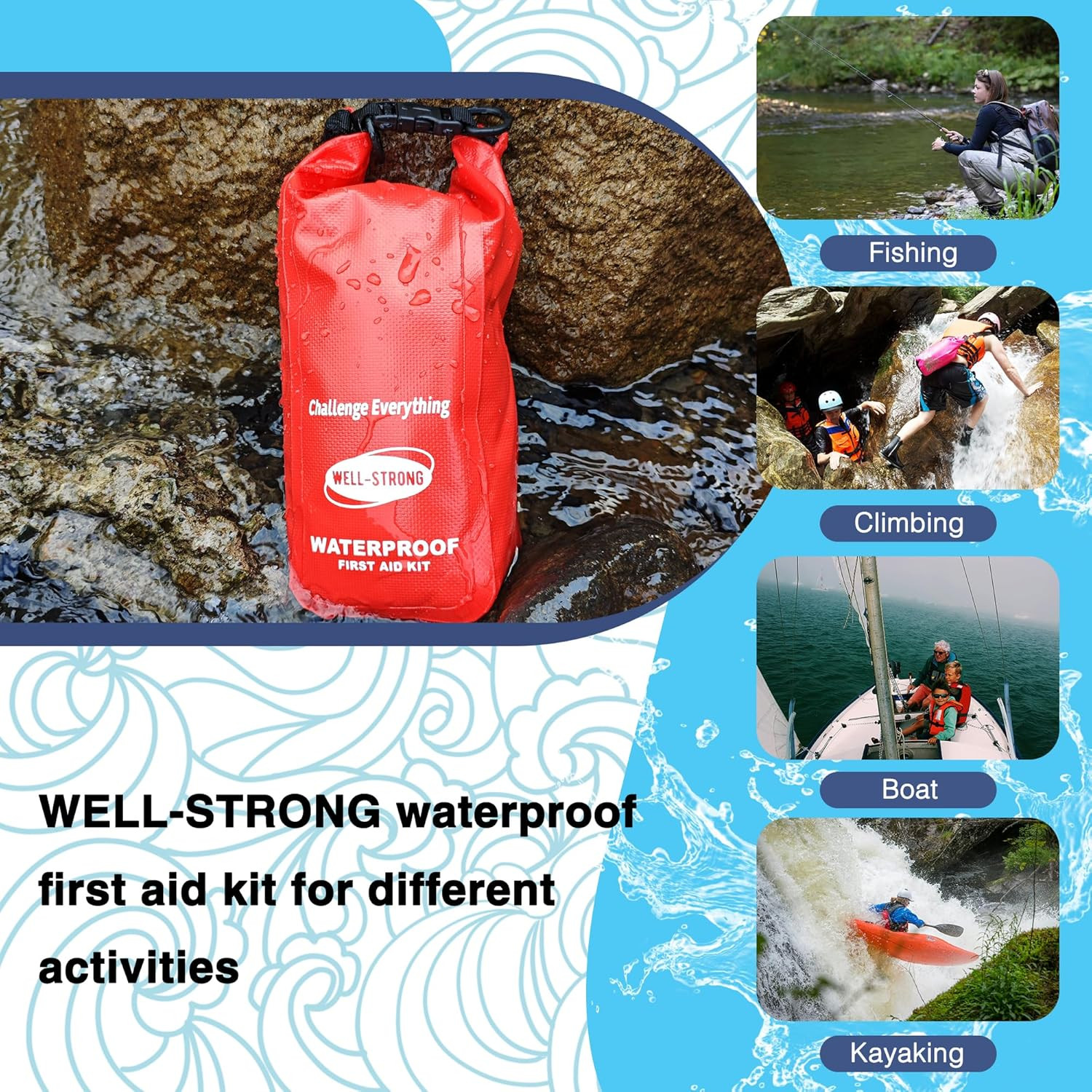 Waterproof First Aid Kit Roll Top Boat Emergency Kit with Waterproof Content
