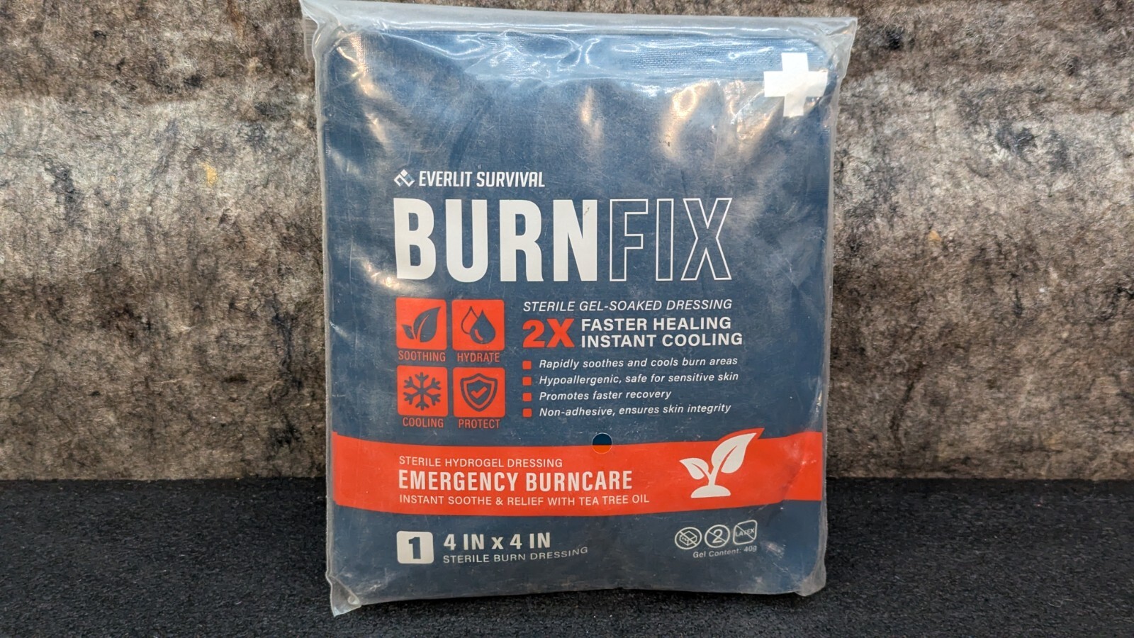 🔥New Everlit Survival Burn Dressing 4" x 4" Sterile Gel-Soaked Non-Adherent Pad