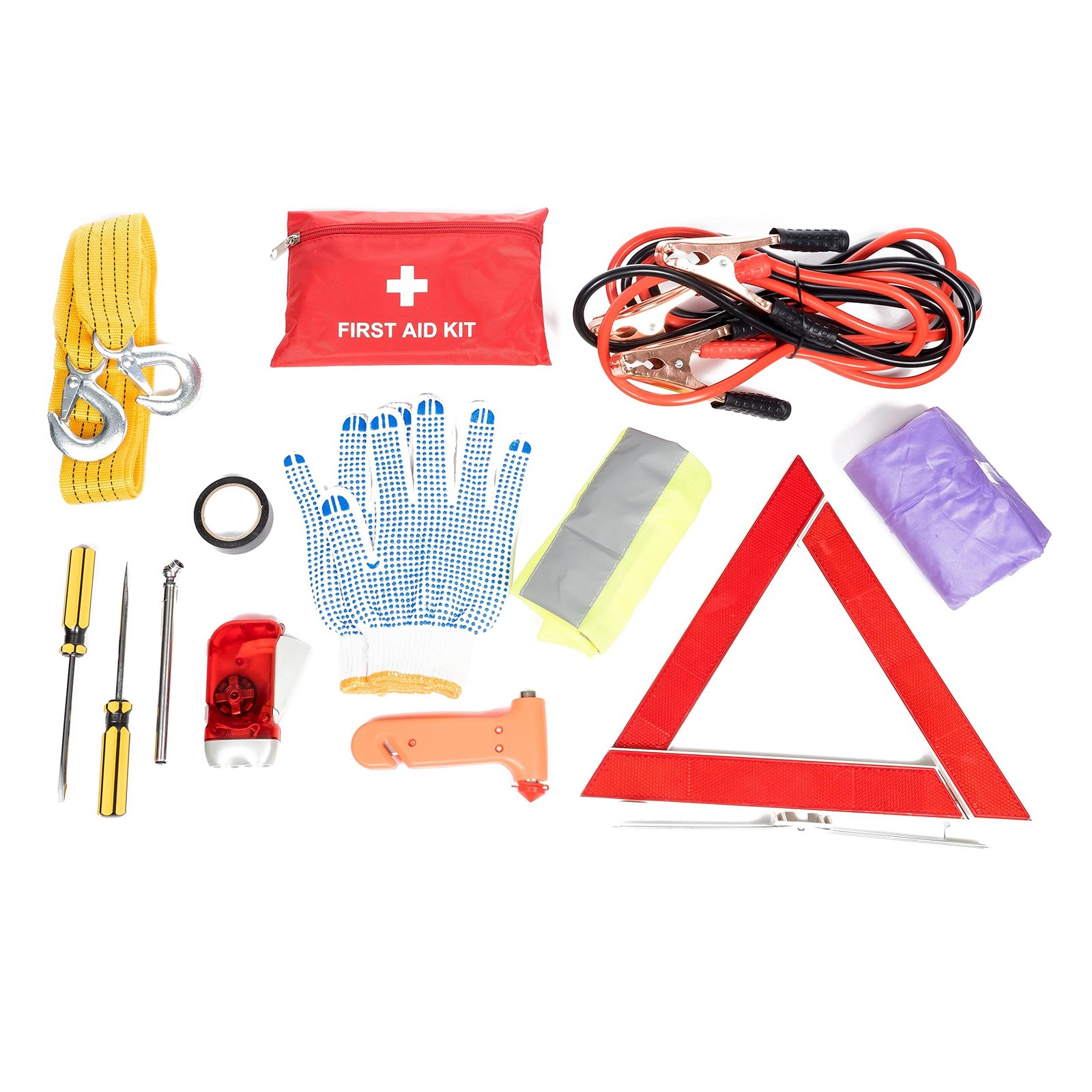 Roadside Car Emergency Kit – First Aid Set, Jumper Cables, Tow 1, Black