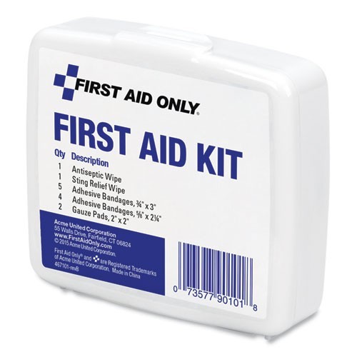 First Aid Only First Aid On the Go Kit, Mini, 13 Pieces, Plastic Case, 4 Kits/PK