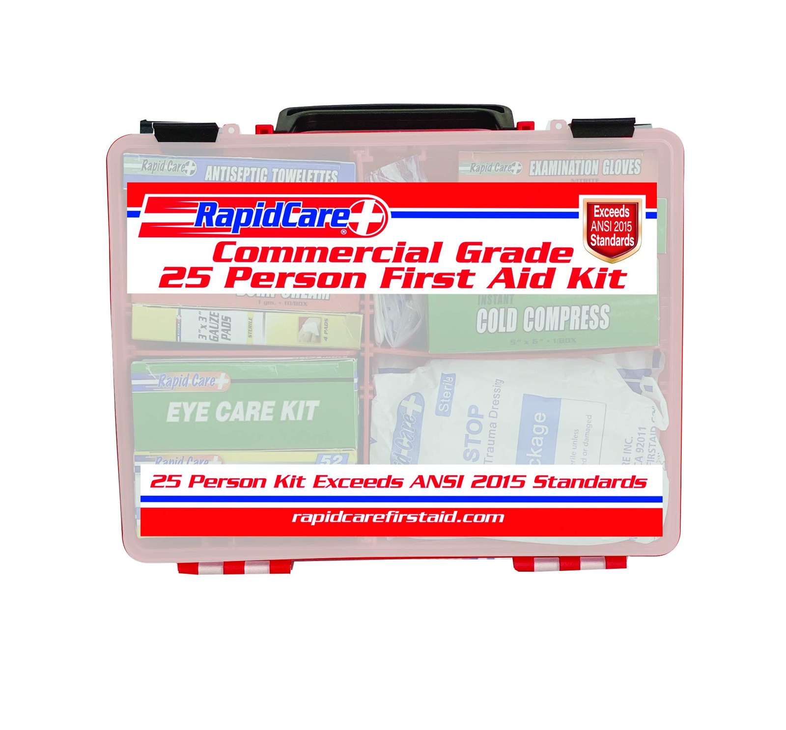 Rapid Care First Aid 839-1-12AN Premium Commercial Grade 25 Person Large, Red