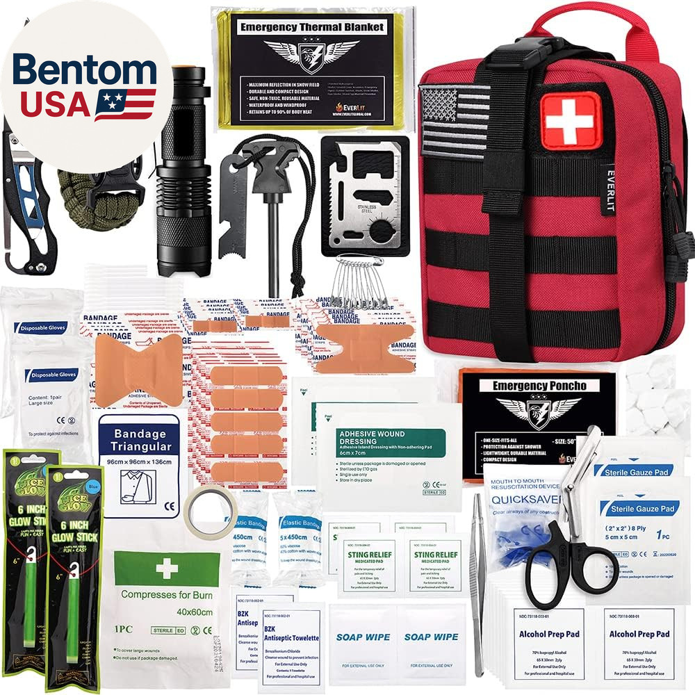 250 Pieces Survival First Aid Kit IFAK EMT Molle Pouch Survival Kit Outdoor Gear