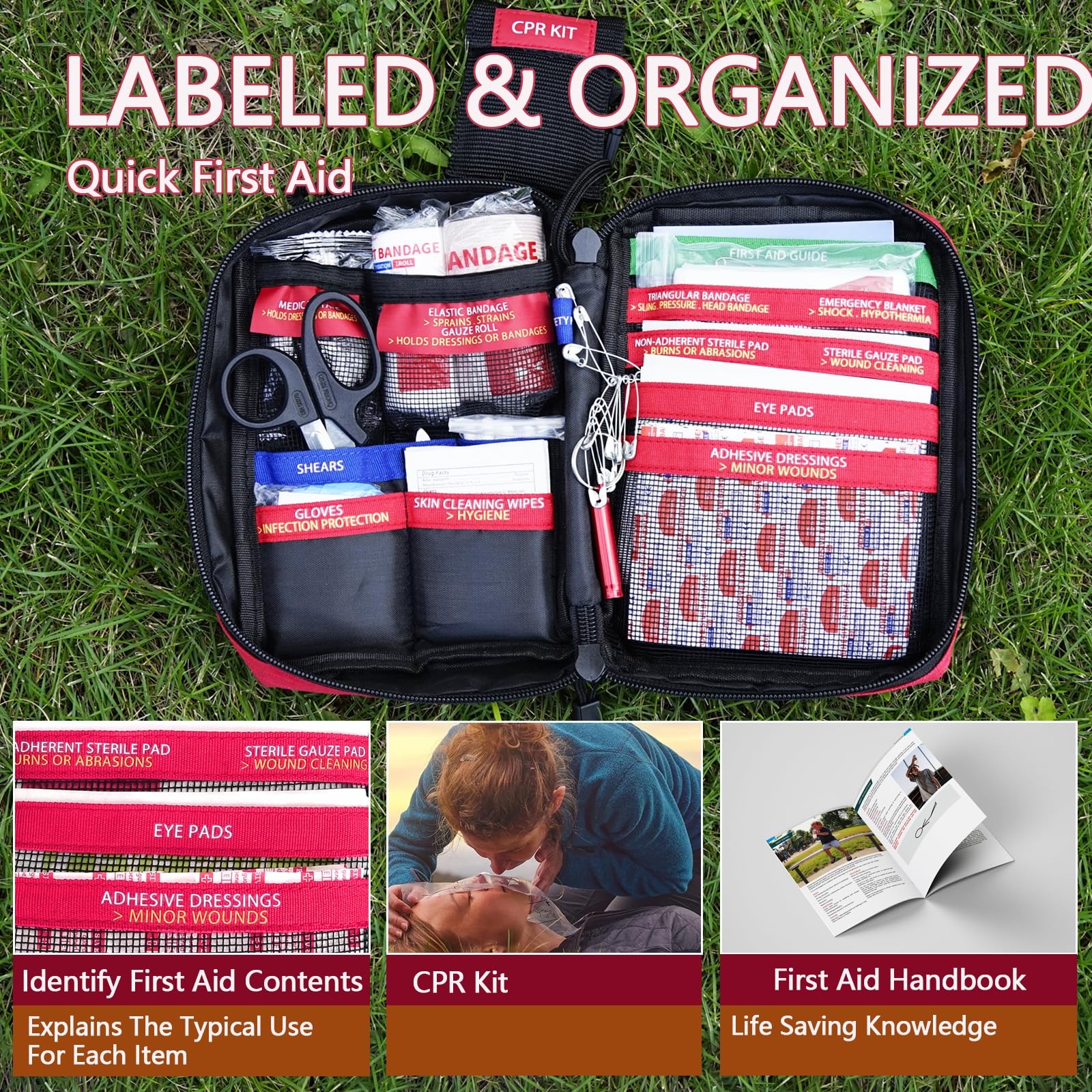 Small First aid Kits,Travel First Aid Kit with Labelled Compartments Molle Sy…