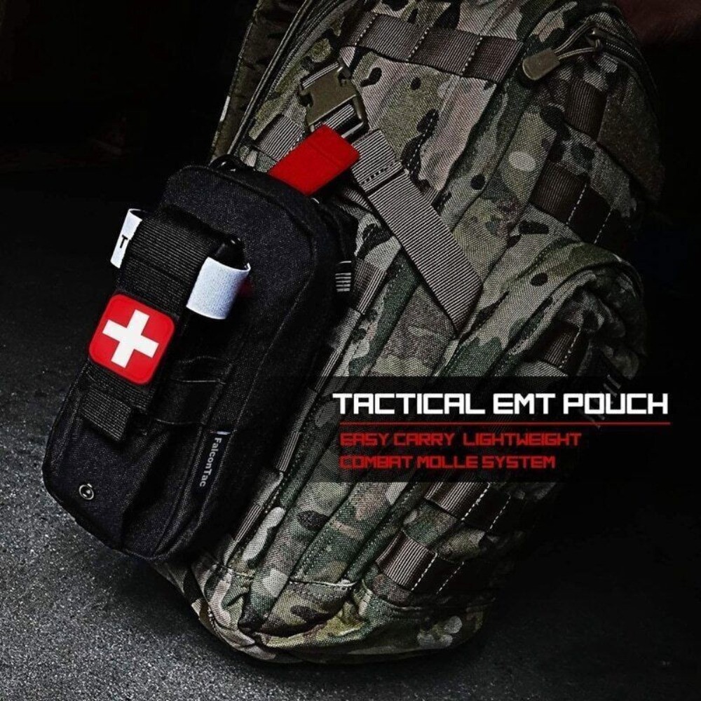 Tactical Molle EMT IFAK First Aid Pouch Trauma Medical Bag with Red Cross Patch