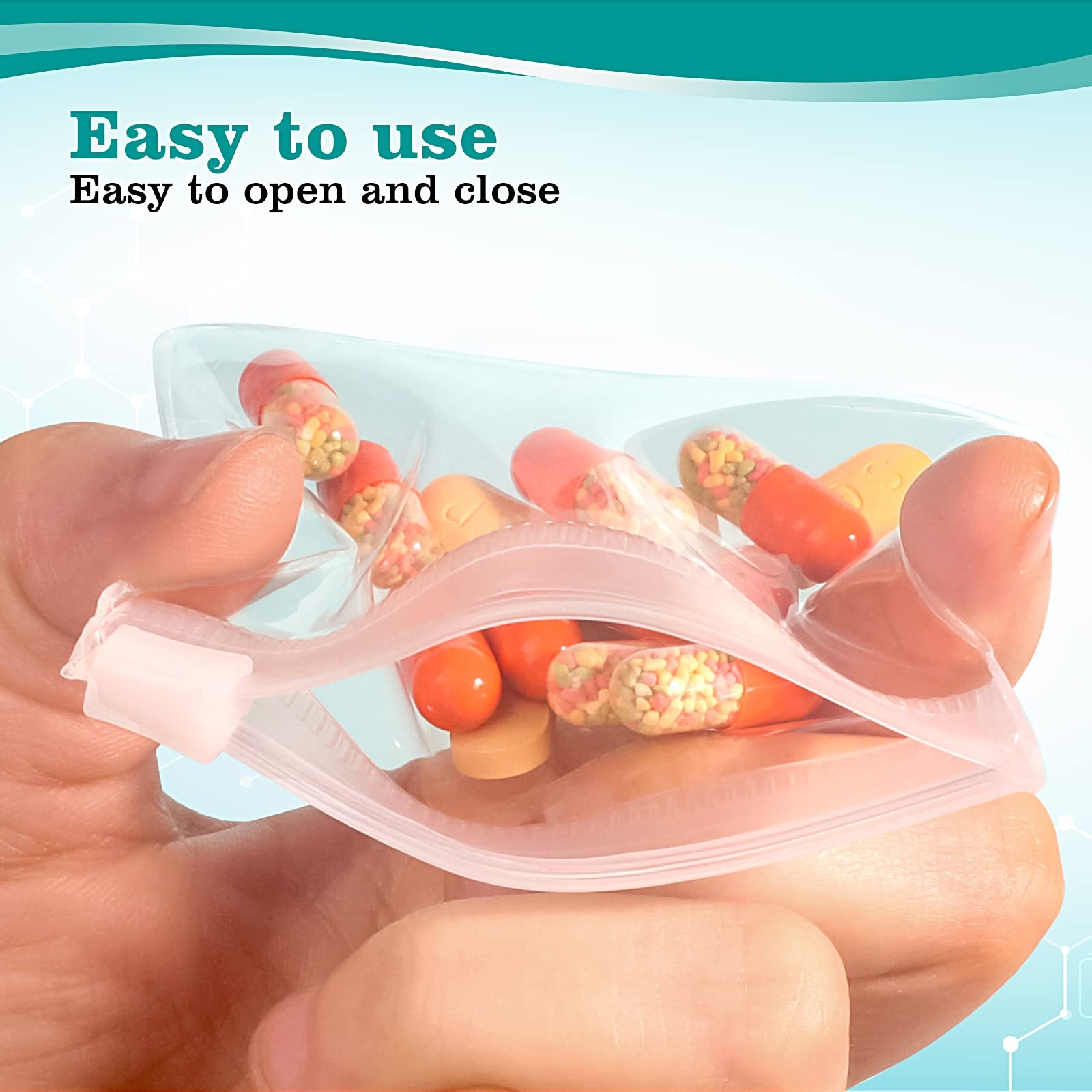 100 Packs Pill Pouch Bags BPA Free 12mil Transparent Pack of 100, Full Clear