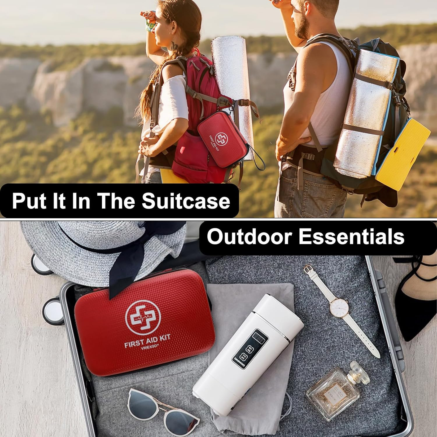 Premium First Aid Kit, 320 Piece Waterproof Hard Shell Eva First Aid Kit for Hom