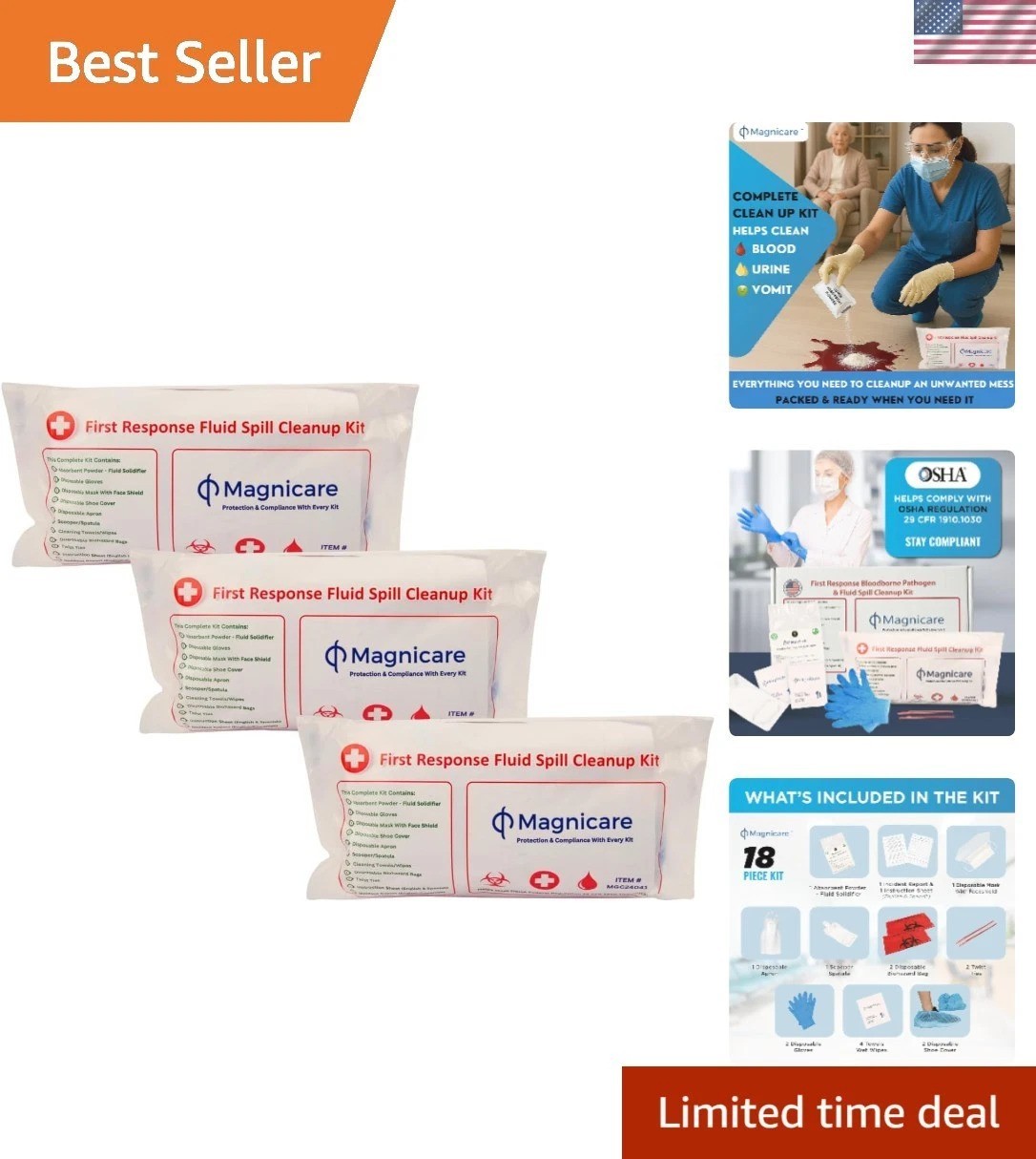 First Response Spill Kit – Be OSHA Compliant | Bloodborne Pathogen & Vomit Cl…