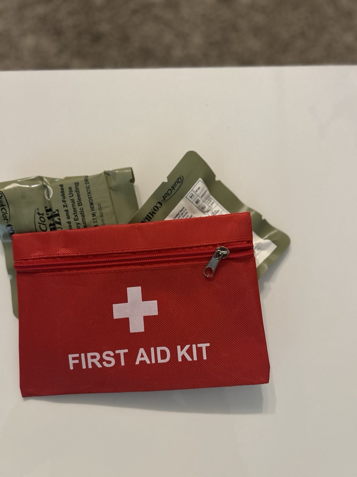 Small Empty First Aid Bag(Includes 1 QuikClot Combat Gauze)