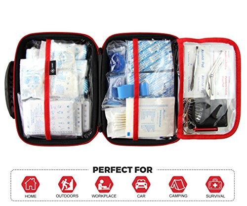 228Pcs Compact First Aid Kit for Family Emergency Care, Waterproof EVA Case for