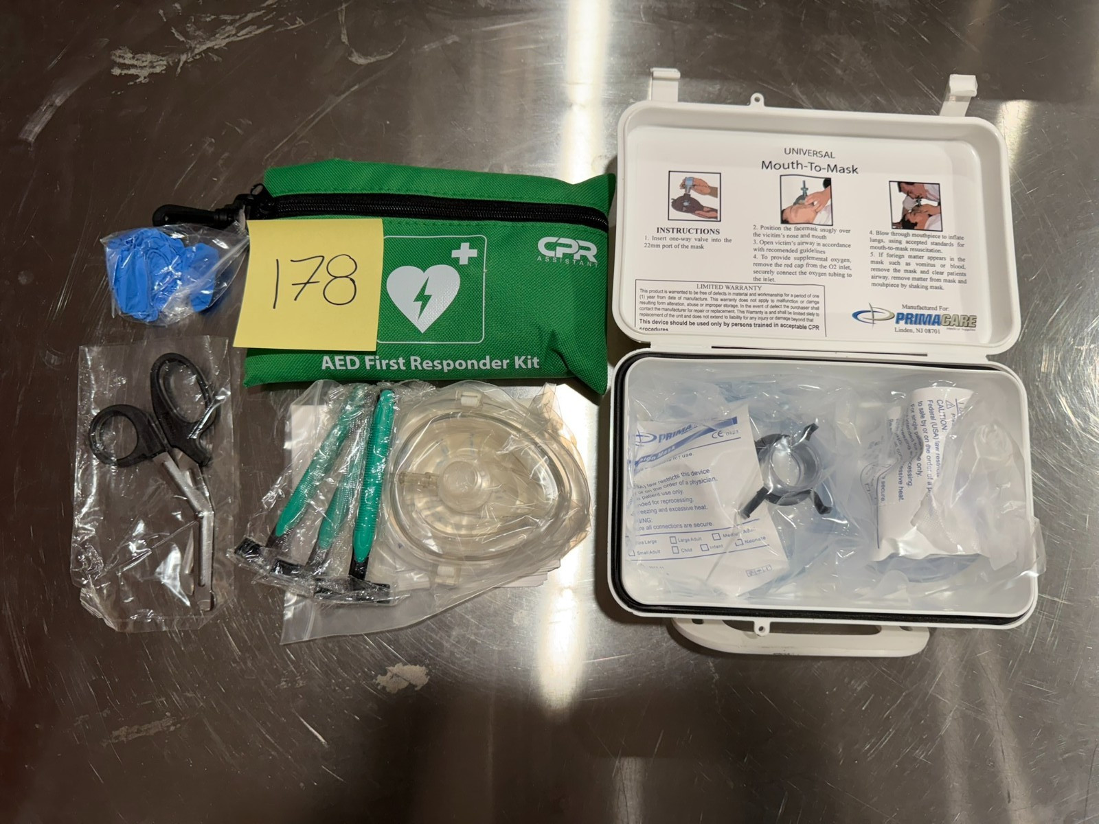 CPR First Responder Kit w/ Mask Scissors Gloves AED Emergency Rescue Kit