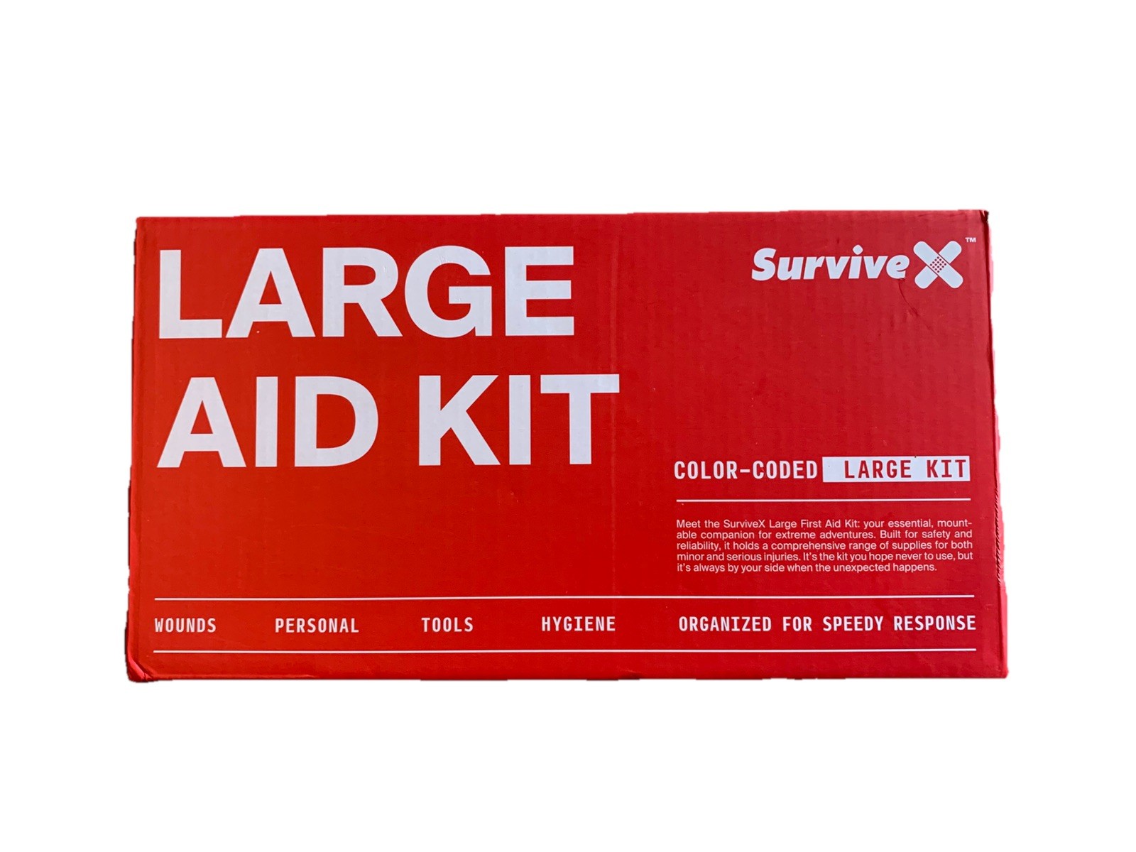 Survive X Large First Aid Kit Color Coded for Car Travel Home Camping Backpack