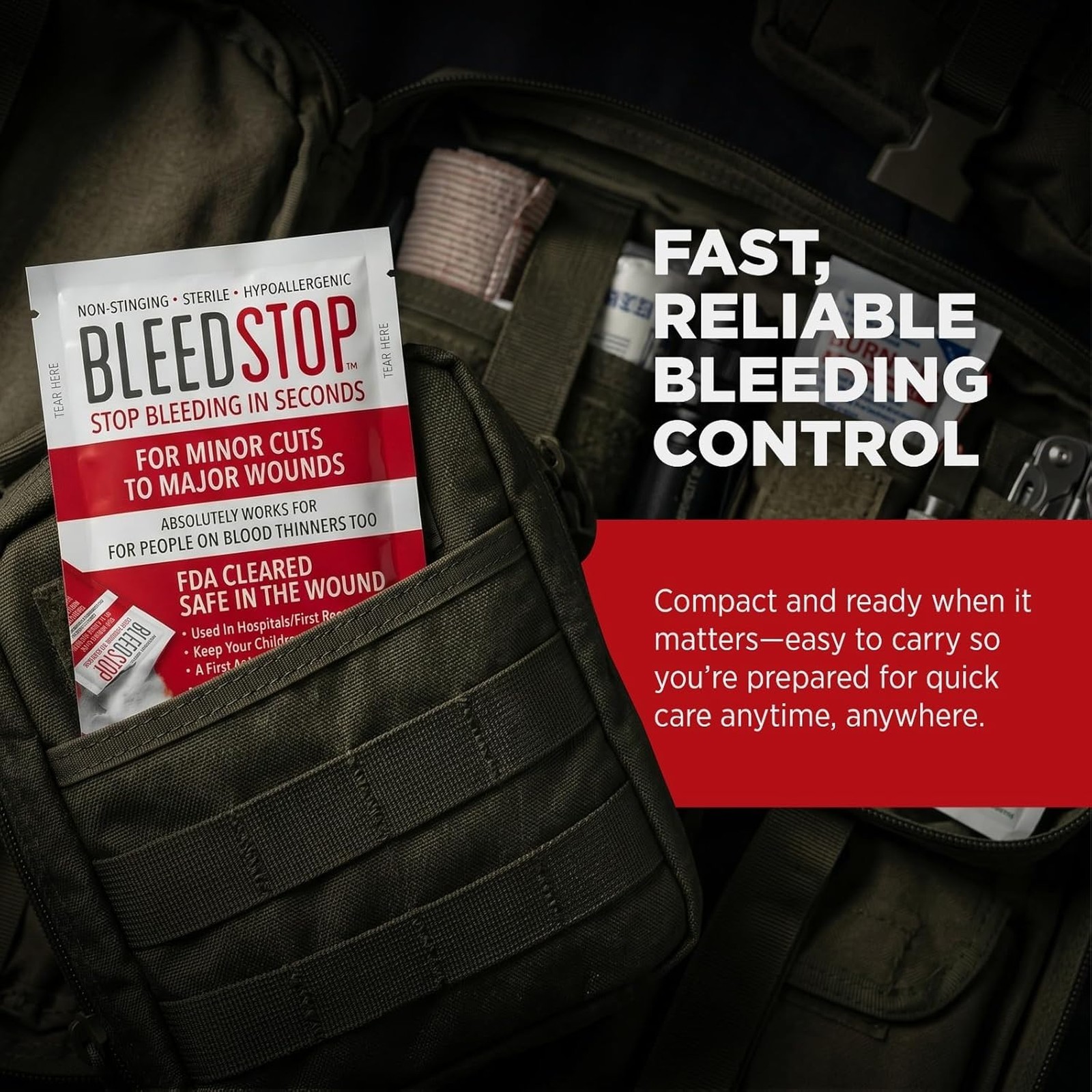 First Aid Powder for Blood Clotting Trauma Kit Blood Thinner Patients Camping