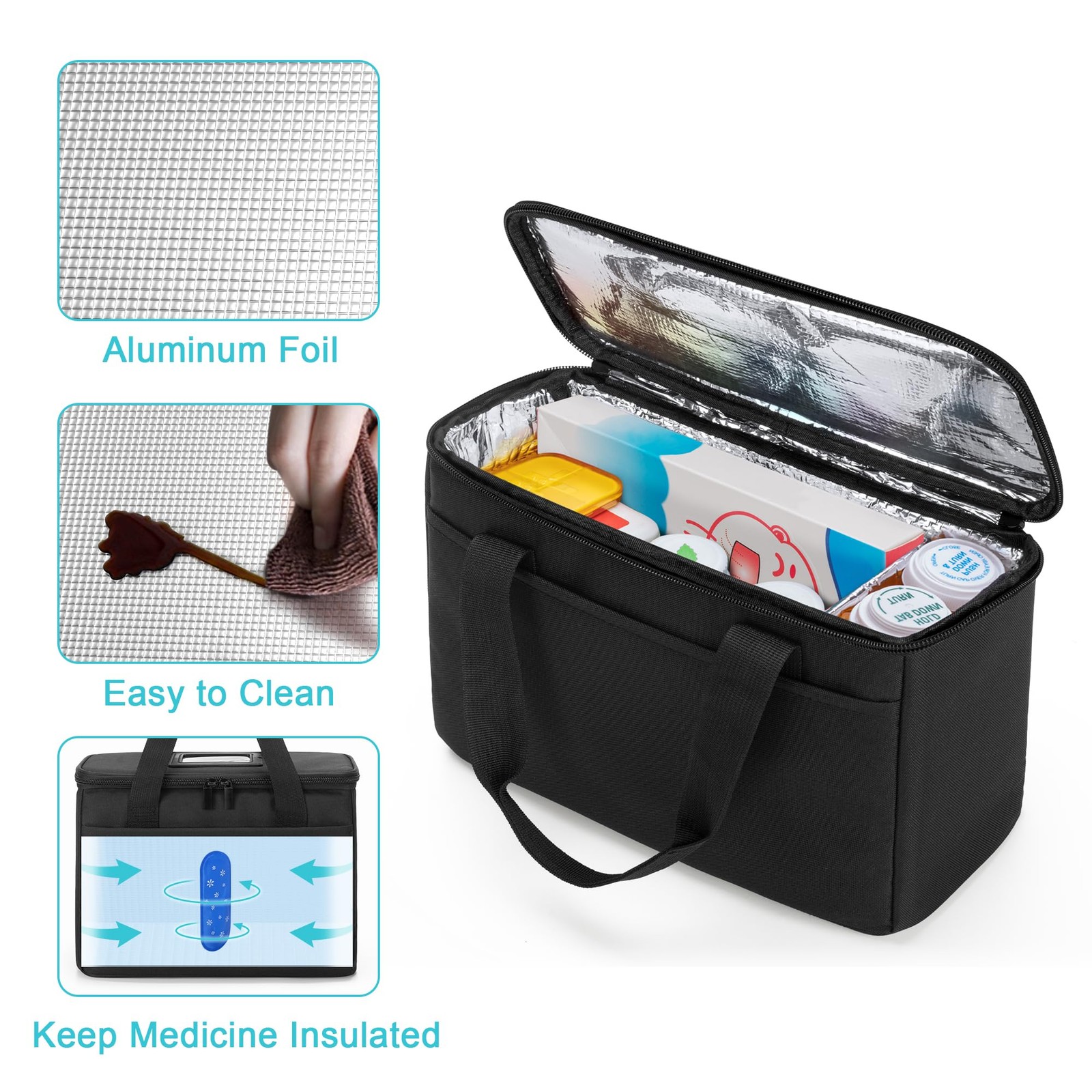 Trunab First Aid Bag Empty Small Medicine Storage Case, Small, Black