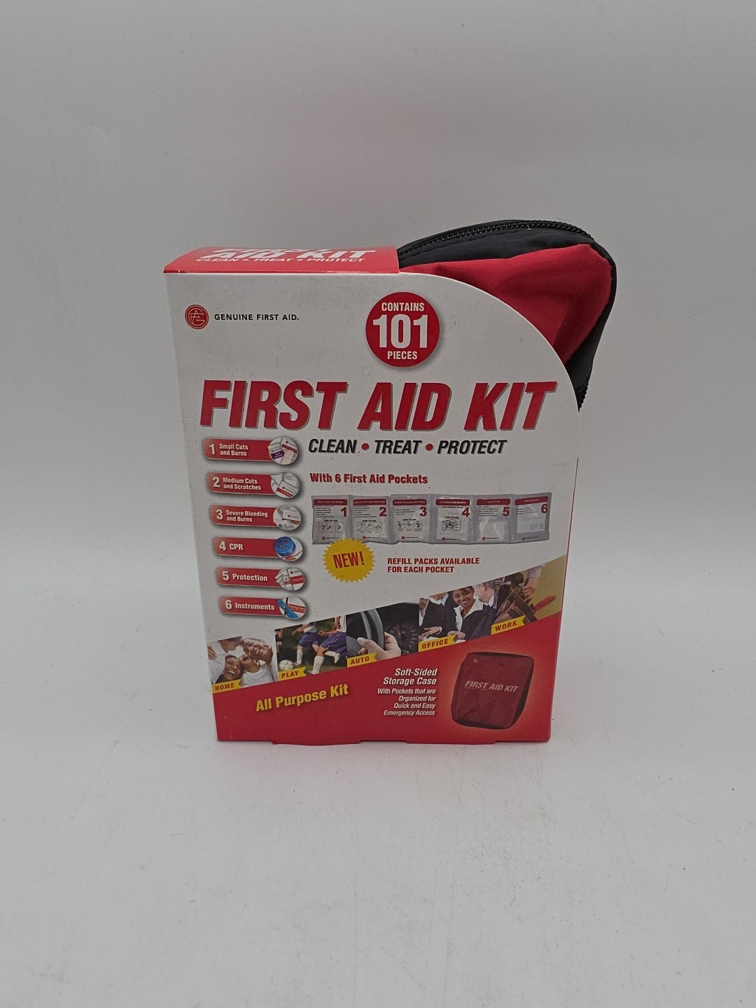 101pc Genuine first aid kit, Red, Portable, Never opened, All purpose kit