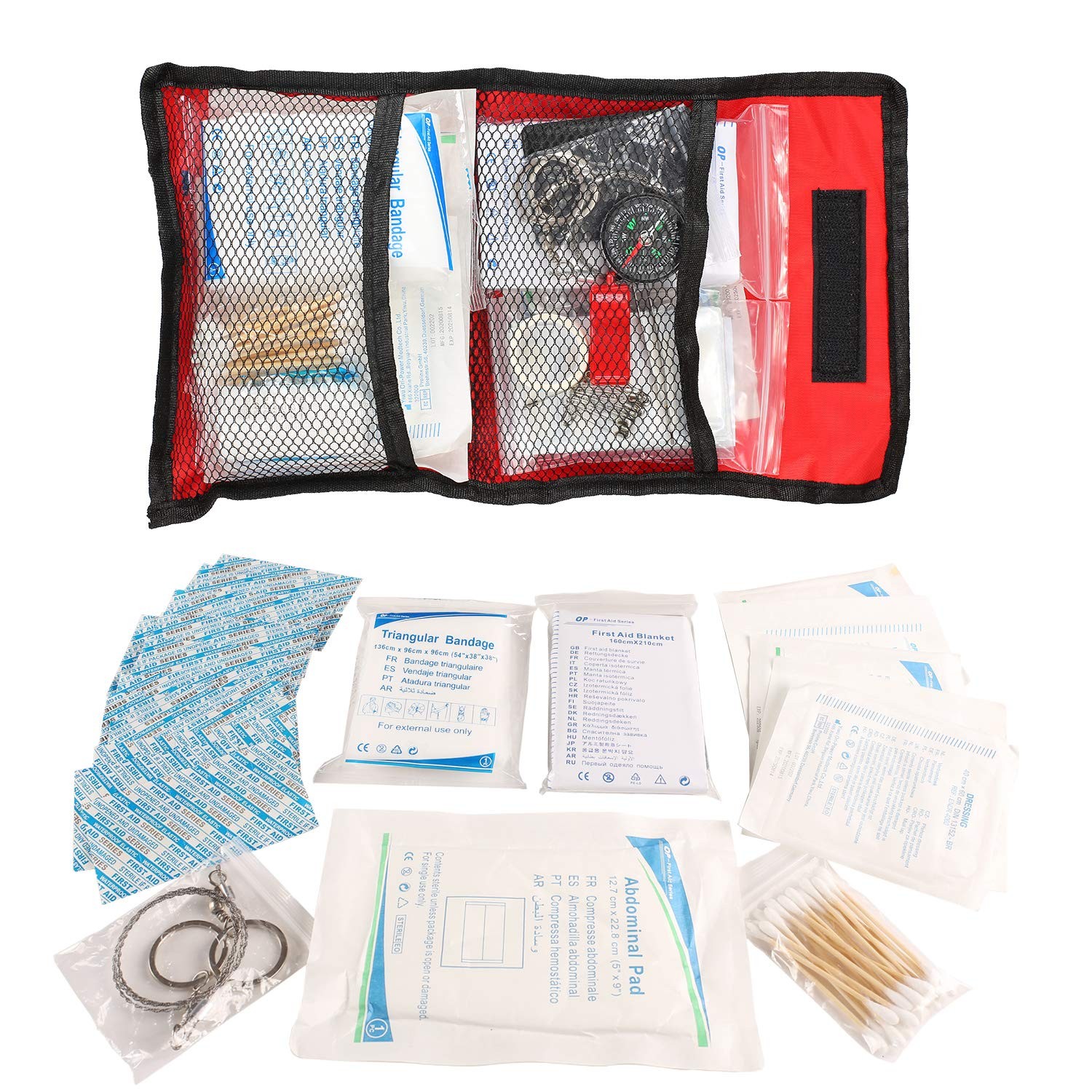 GPUSFAK 103 Pieces Boat Emergency Kit 2-in-1 Waterproof First Aid 103pcs, Red