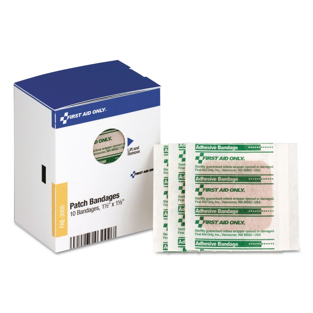First Aid Only FAE3000 1.5 in. x 1.5 in. SmartCompliance Bandages (10/Box) New
