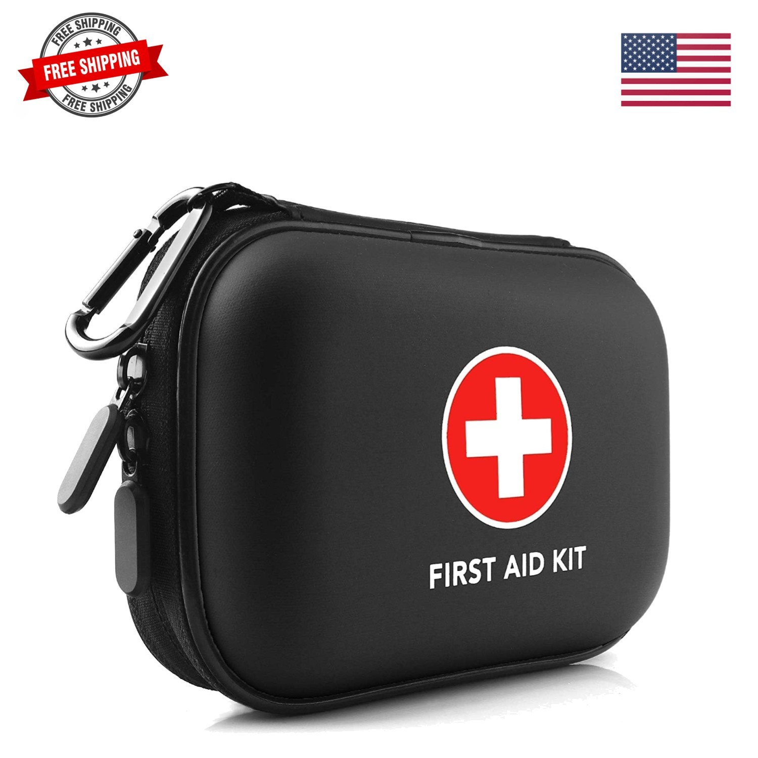 Mini First Aid Kit, 100 Pieces Water-Resistant Hard Shell Small Case – Perfec…