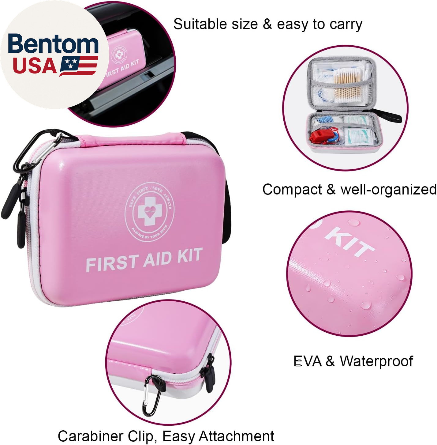 Small First Aid Kit – 165 Piece Dual-Color Emergency Medical Kit with Hard Shell