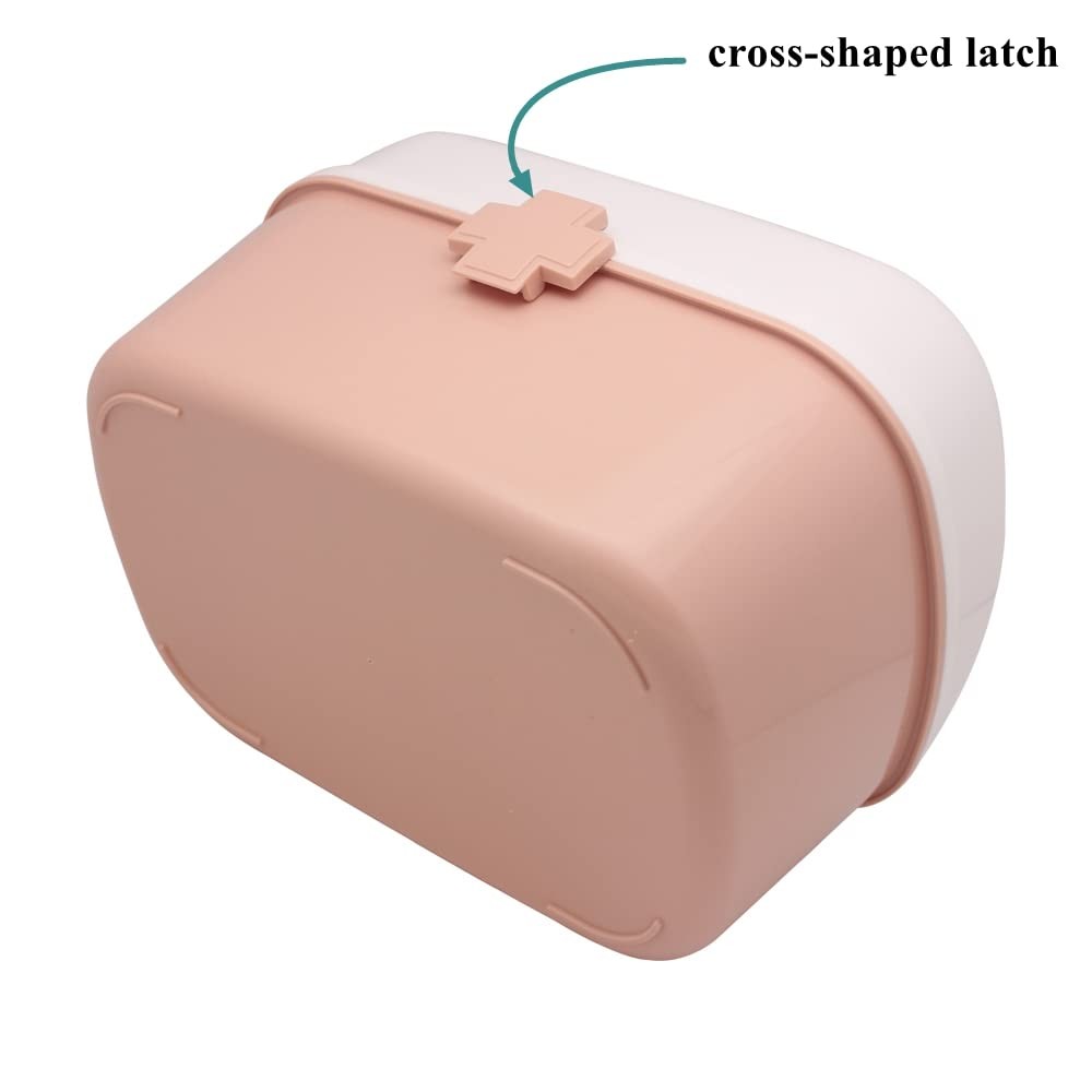BangQiao Plastic First Aid Storage Box 1 Count (Pack of 1), white&pink