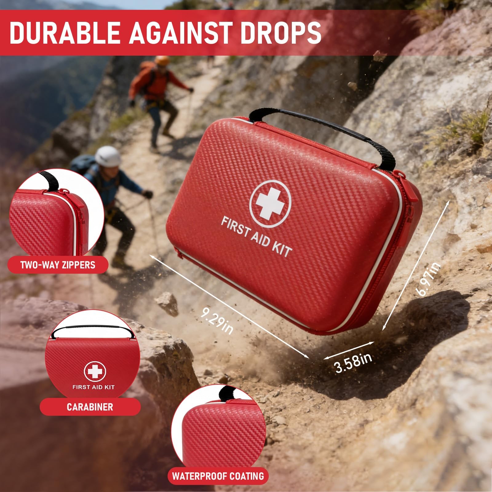 First Aid Kit – Smart Compartments Medical Kit with EVA Hard Shell, Large Cap…