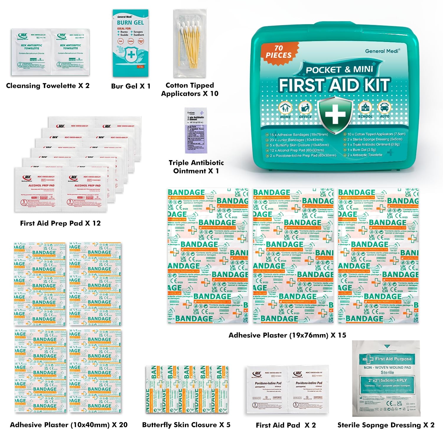420 Piece First Aid Kit, 6 Individual Boxes of 70 Items Each – Contains Premi…