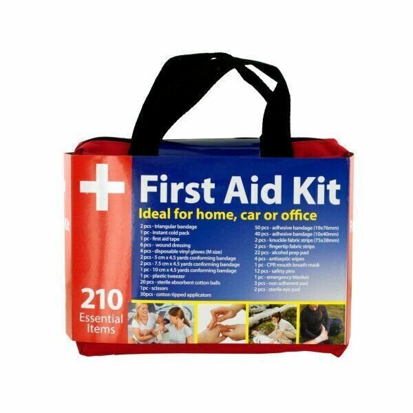 210 Piece First Aid Kit Easy Access Carrying Case All Purpose Emergency Survival