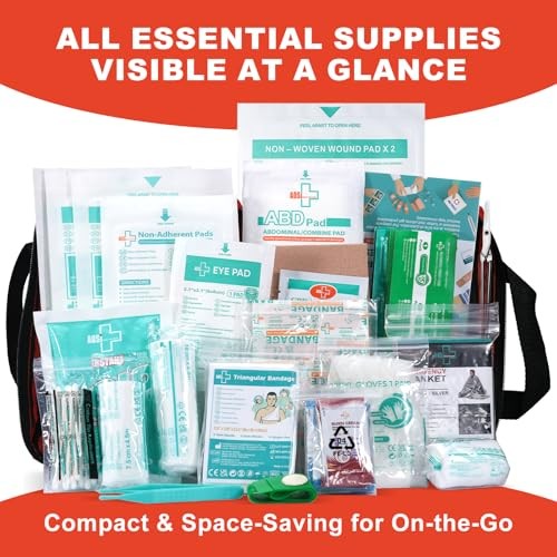 General Medi 250 Piece Small First Aid Kit – Foil Blanket, Cold Pack, Scissors