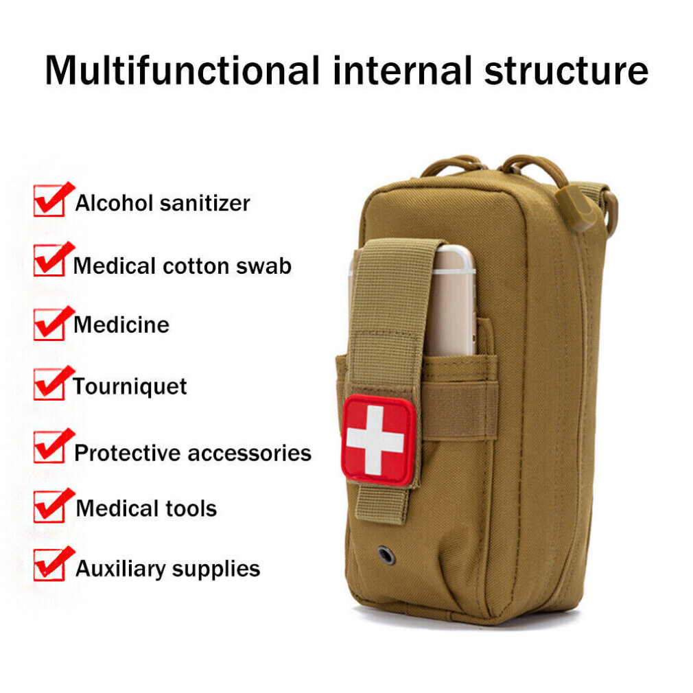 Khaki Tactical MOLLE Medical EDC Pouch Outdoor EMT First Aid Kit Pouches Hunting