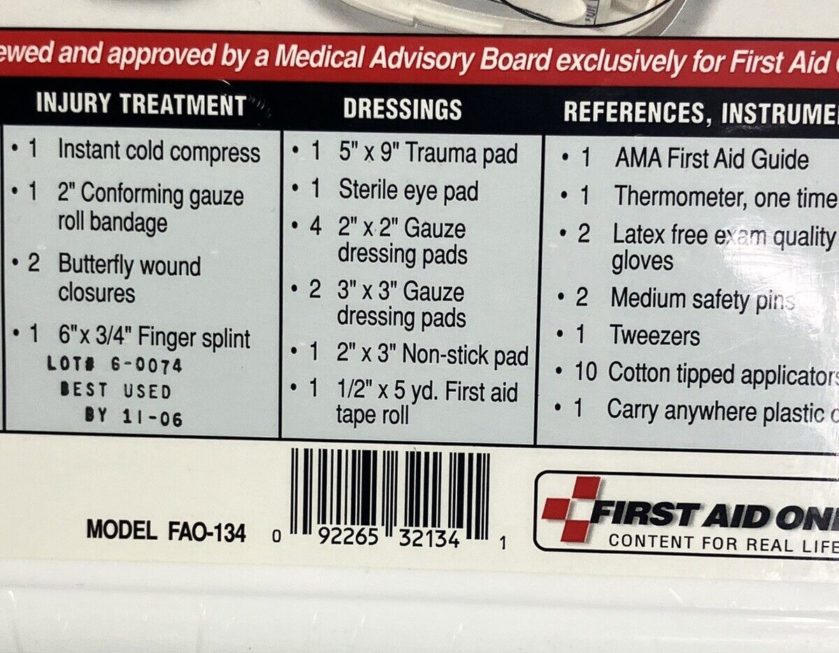 158 Piece First Aid Only FAO-134 Plastic Case All Purpose First Aid Kit in Case