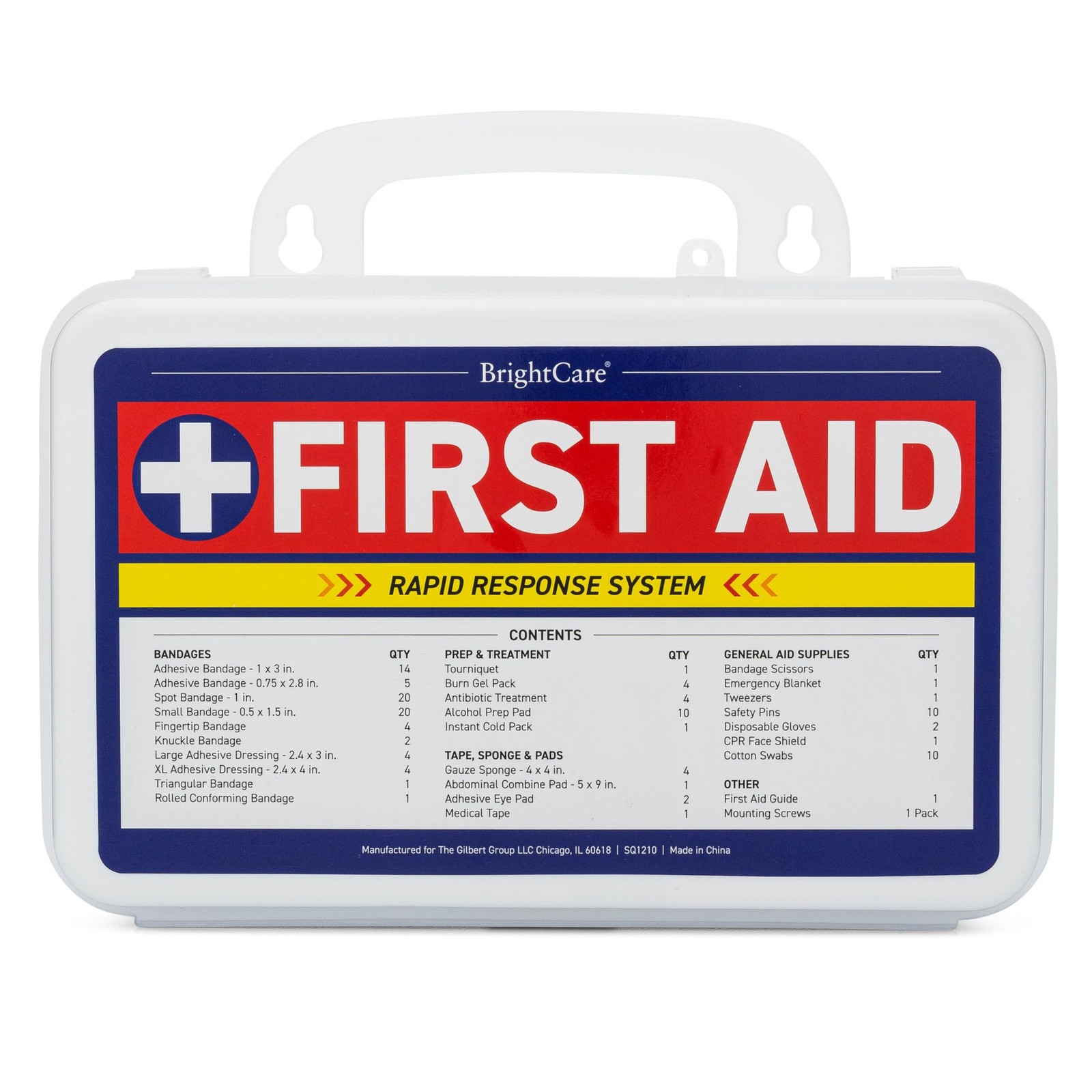 First Aid Kit – Wall Mount Back Option, 130 Pieces, Durable Medium, White