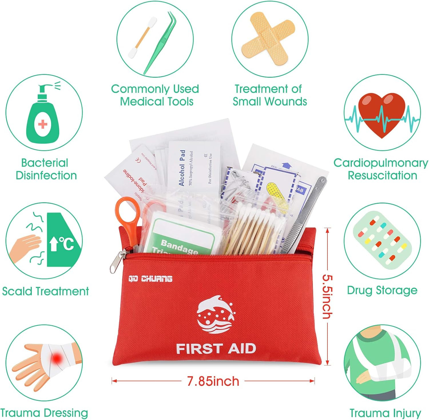 Small Travel First Aid Kit – 87 Piece Clean, Treat and Protect Most Injuries,Rea