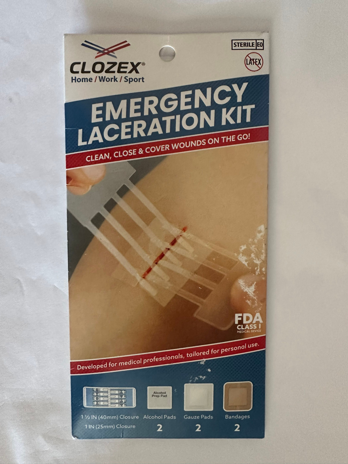 Clozex Complete Emergency Laceration Kit – for 2, 07/2032 Sealed