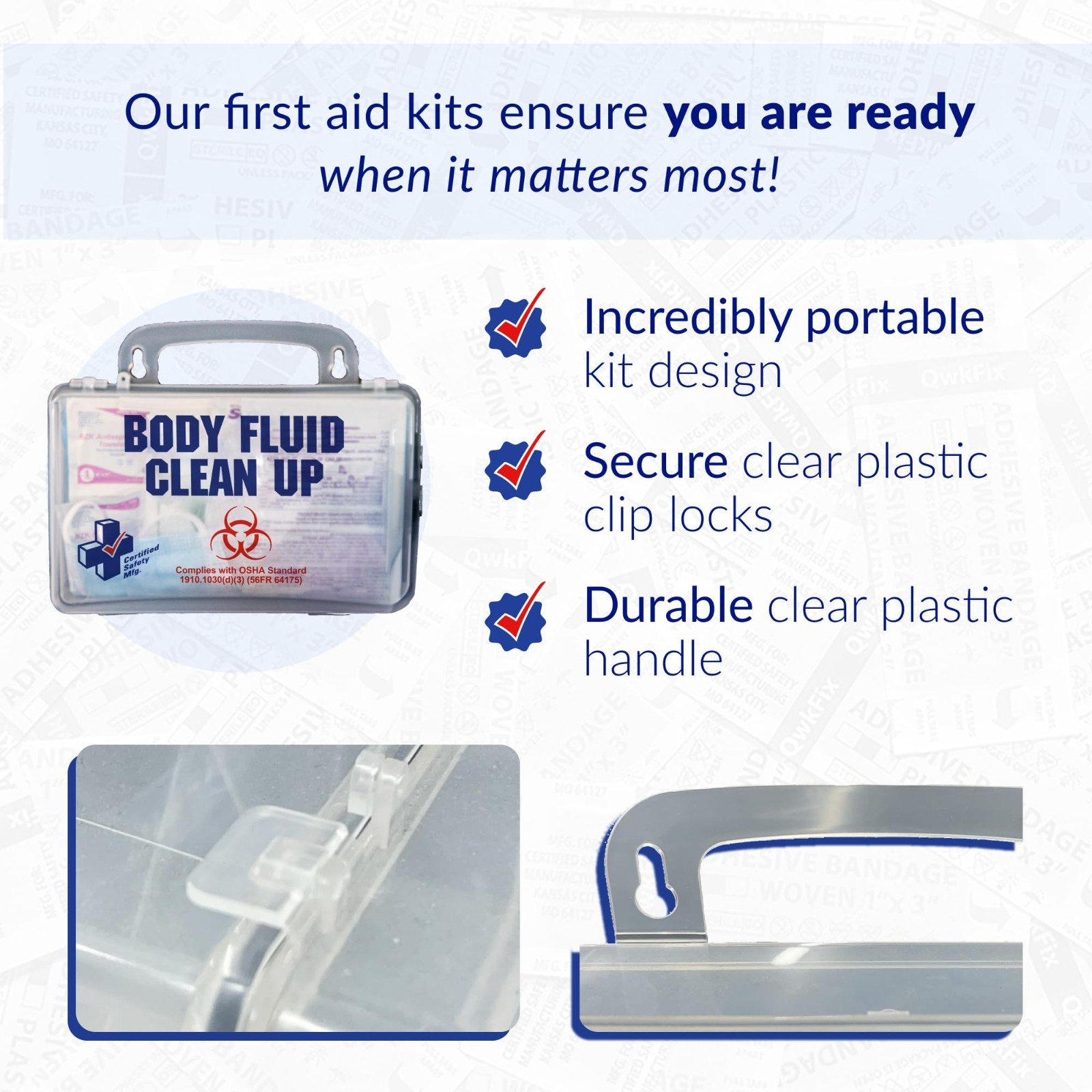 Bloodborne Pathogen Cleanup Kit – 22pc OSHA Compliant Biohazard Supplies, PPE &