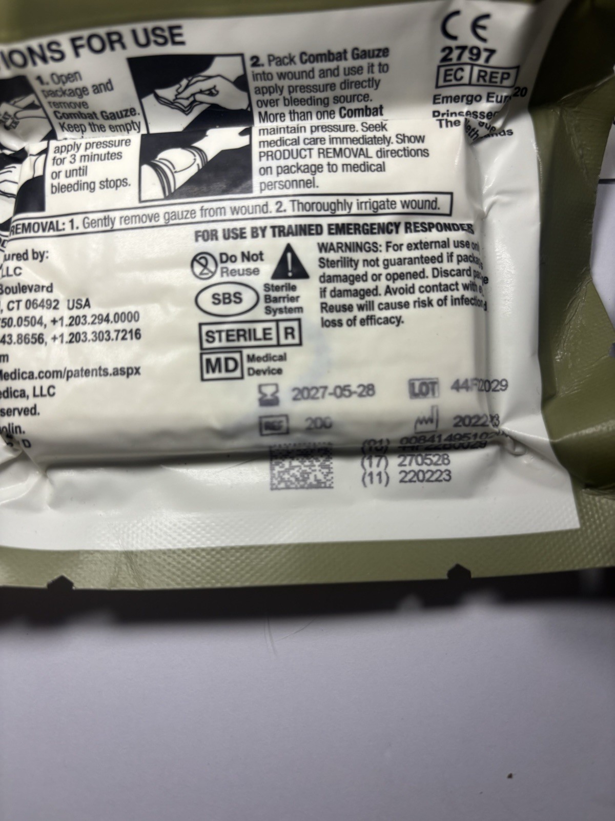 Portable Trauma Kit w HyFin Vent Chest Seal, CAT Tourniquet, Sterile Exp 2027-29