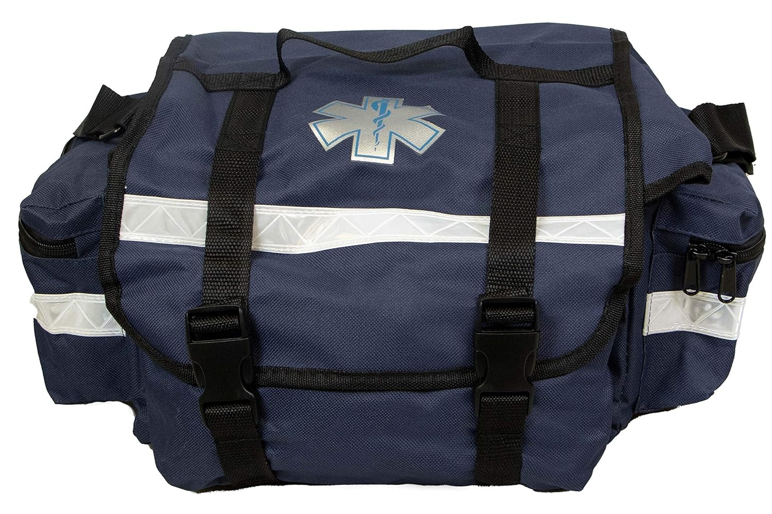 EMS Emergency First Responder Bag with Padded Dividers Reflective Strip Blue