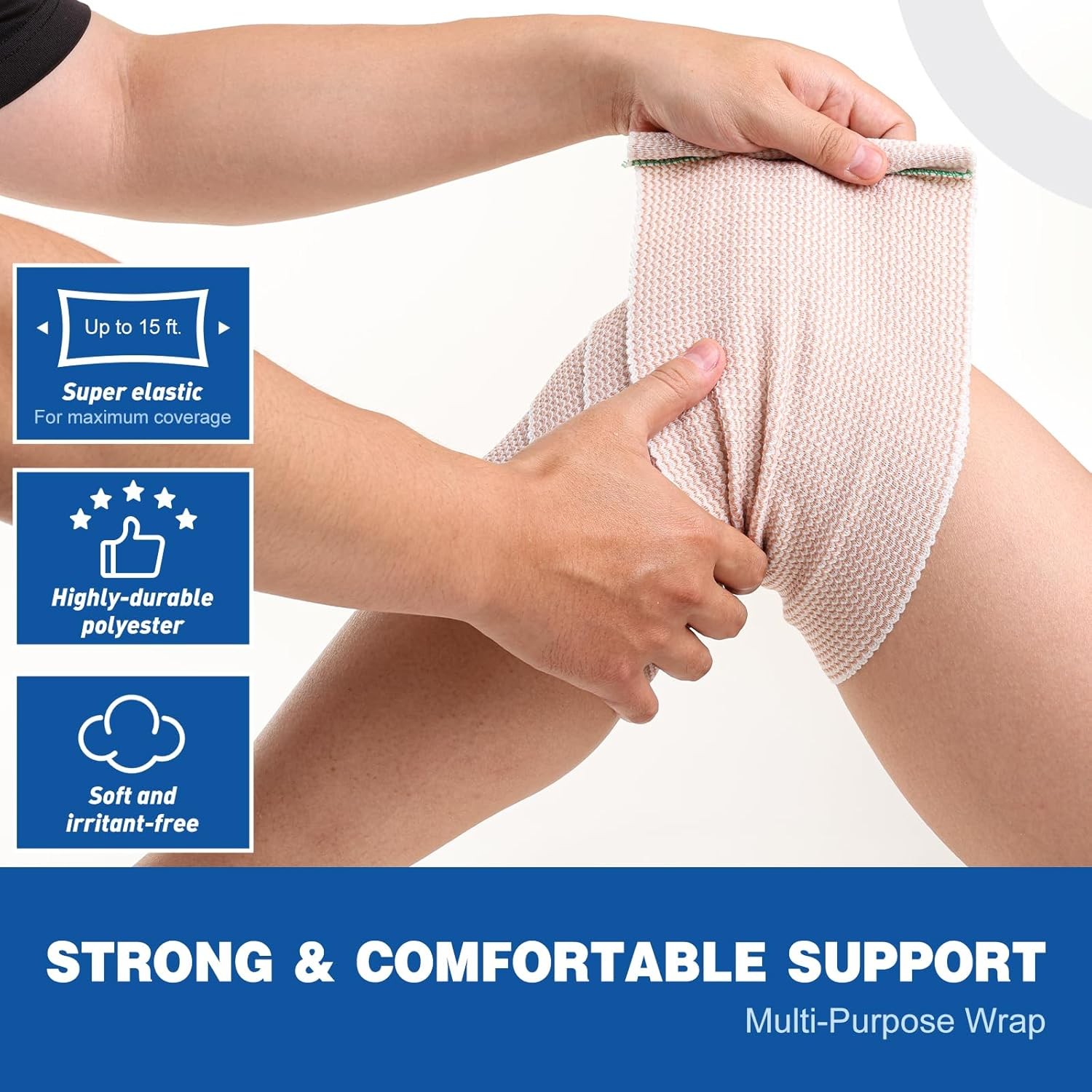 AZEN Premium 2 Pack Elastic Bandage Wrap 6 Inch, Compression A-2p