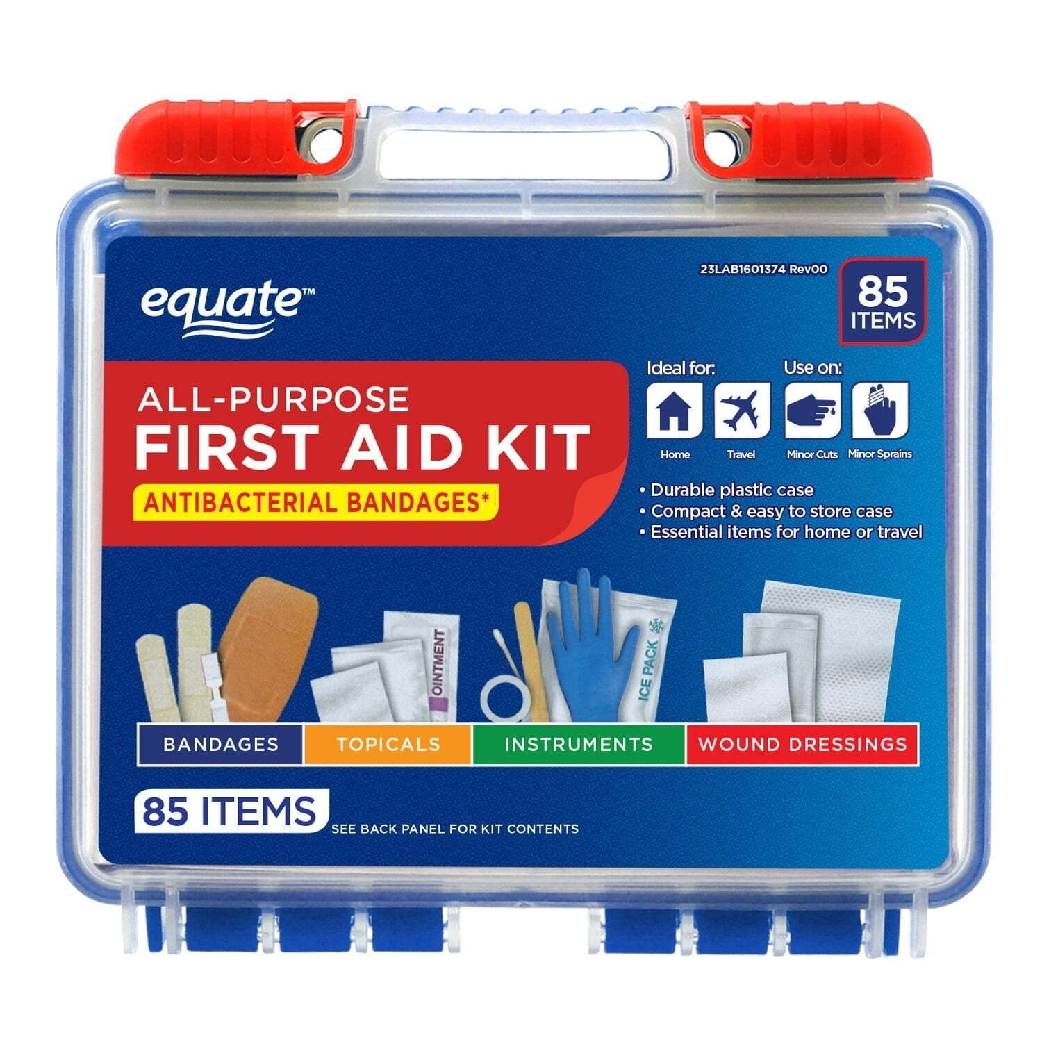 On-the-Go First Aid Kit Compact Home Travel Office Auto School 85 Pieces