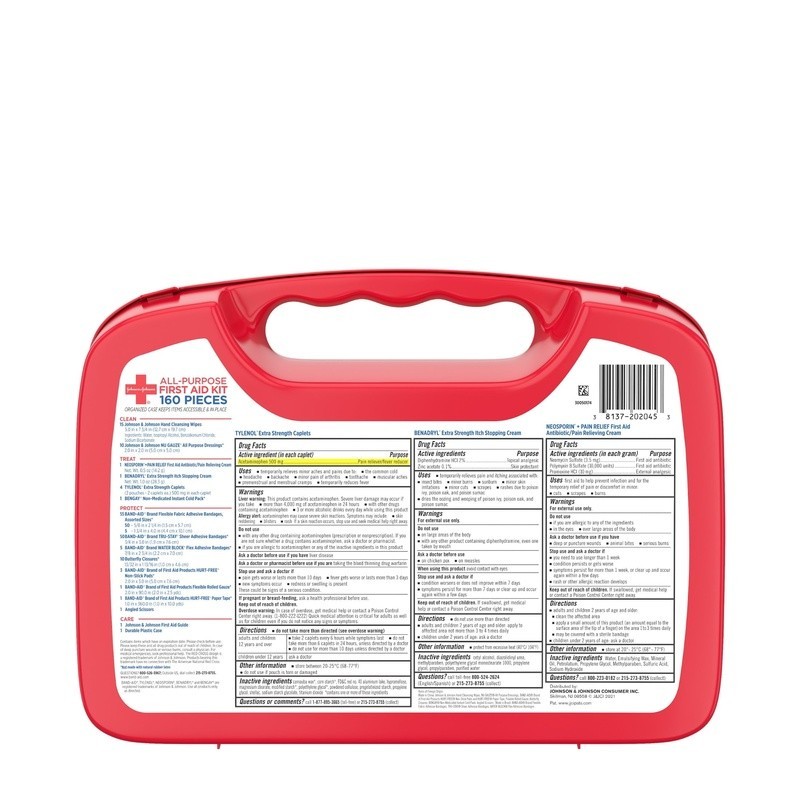All Purpose Compact First Aid Kit Cuts Scrapes Burns Emergency Supplies New