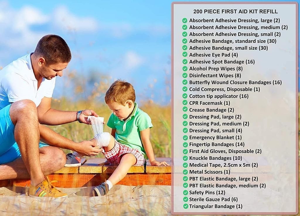 200-Piece First Aid Kit Refill – Essential Replacement Supplies for Safety