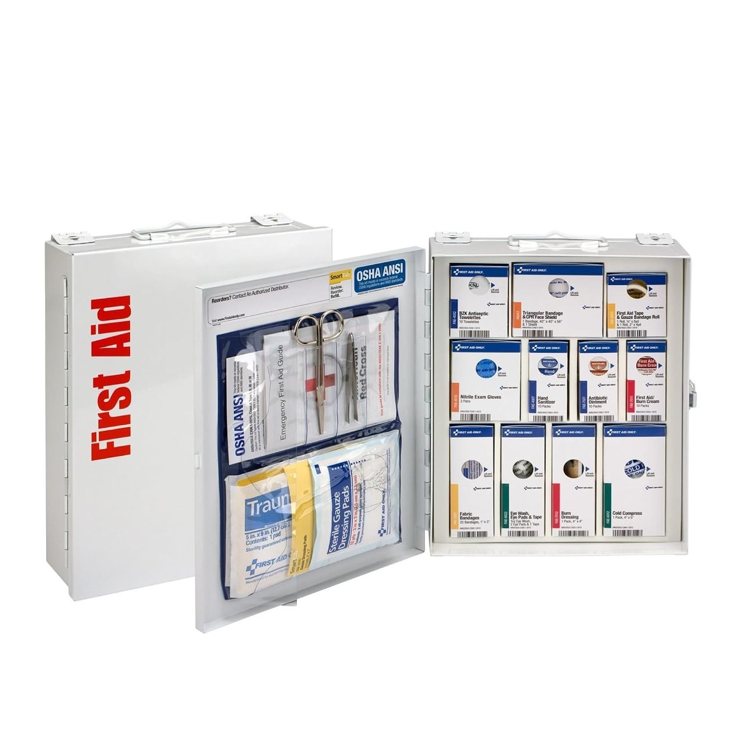 SmartCompliance 94-Piece First Aid Cabinet for 25: Compact Emergency Safety Kit