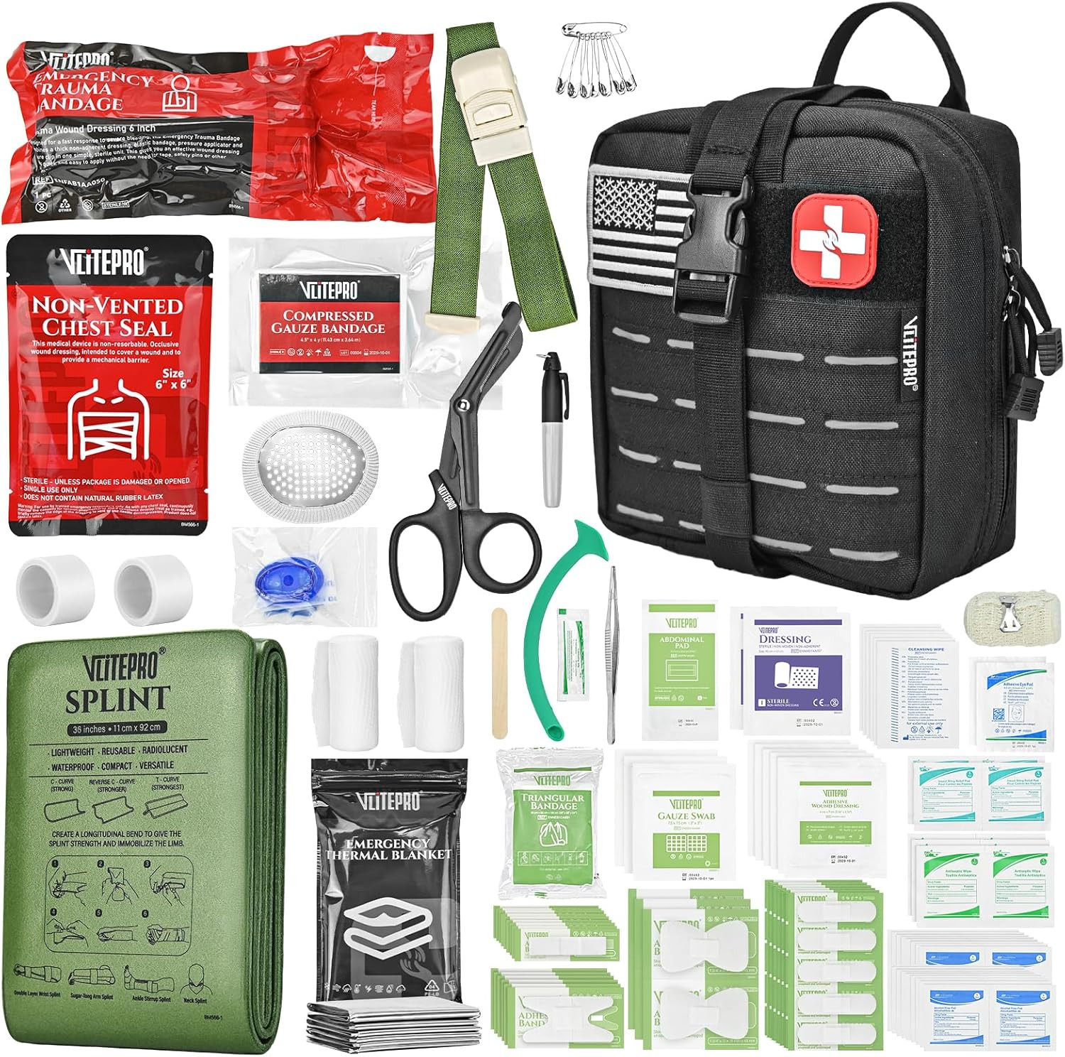 Advanced Trauma First Aid Kit – Emergency Camping Gear with Tourniquet Kit, Comp