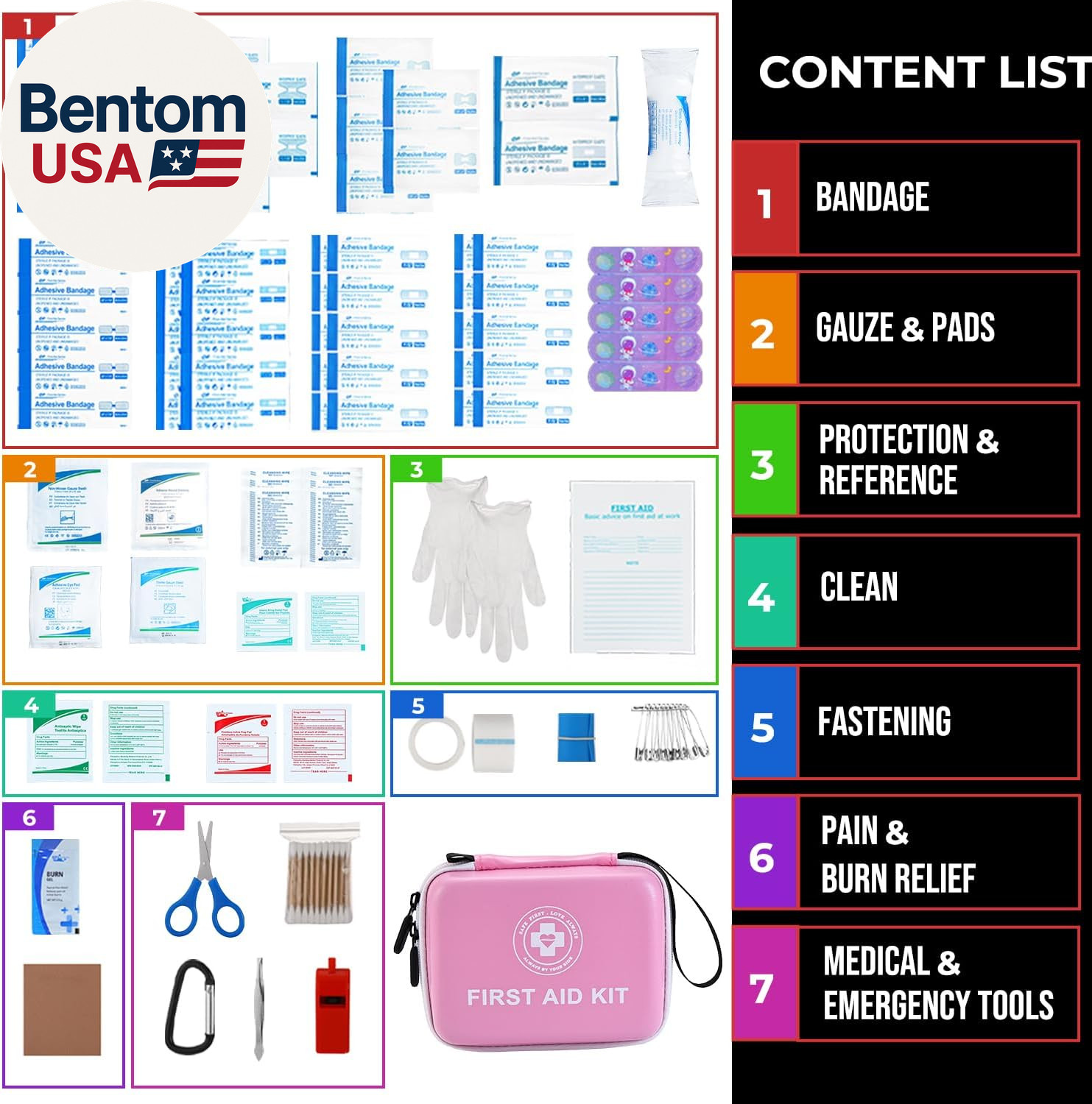 Small First Aid Kit – 165 Piece Dual-Color Emergency Medical Kit with Hard Shell